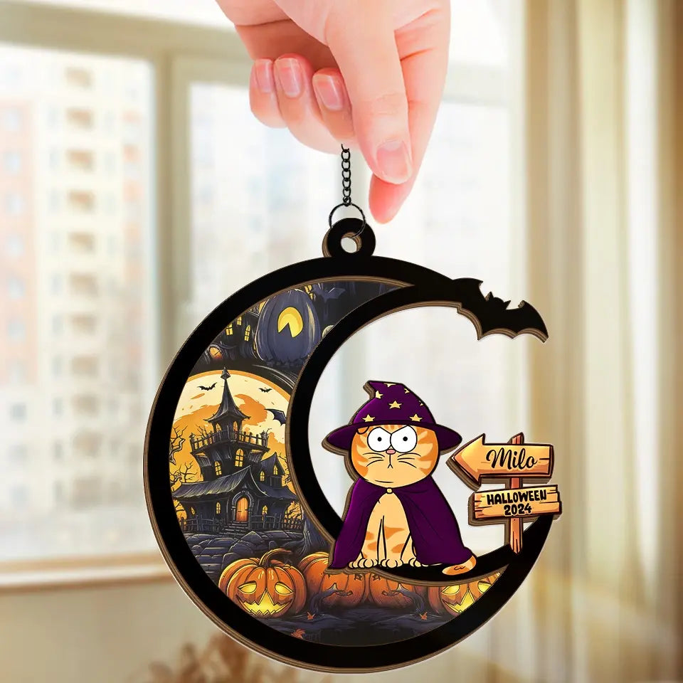 Meow That Is Boo In Cat Language - Cat Personalized Window Hanging Suncatcher - Halloween Gift For Pet Owners, Pet Lovers   ORHA2208