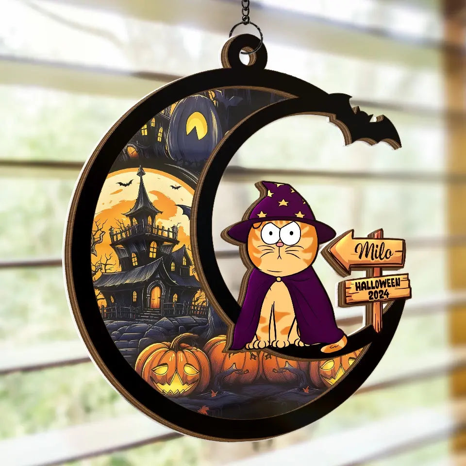 Meow That Is Boo In Cat Language - Cat Personalized Window Hanging Suncatcher - Halloween Gift For Pet Owners, Pet Lovers   ORHA2208