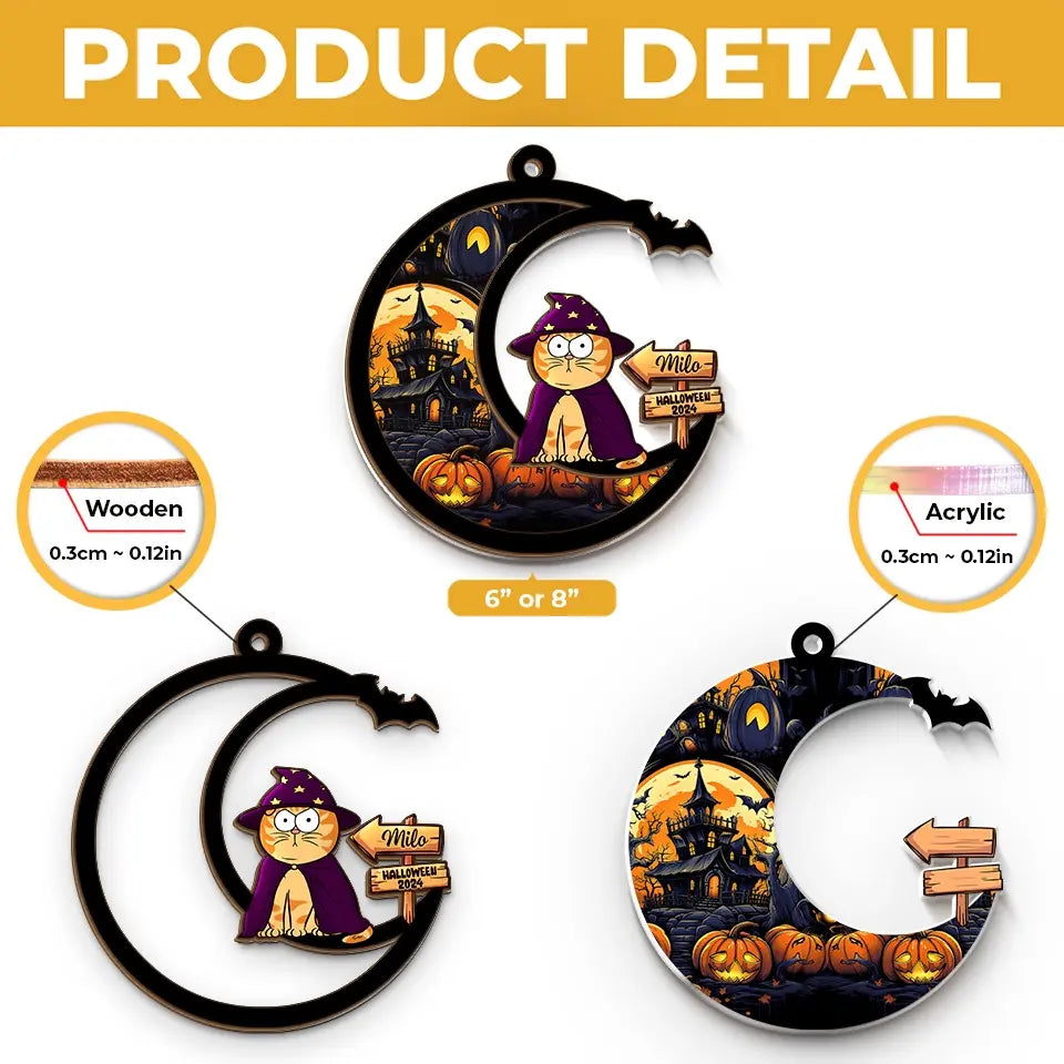 Meow That Is Boo In Cat Language - Cat Personalized Window Hanging Suncatcher - Halloween Gift For Pet Owners, Pet Lovers   ORHA2208