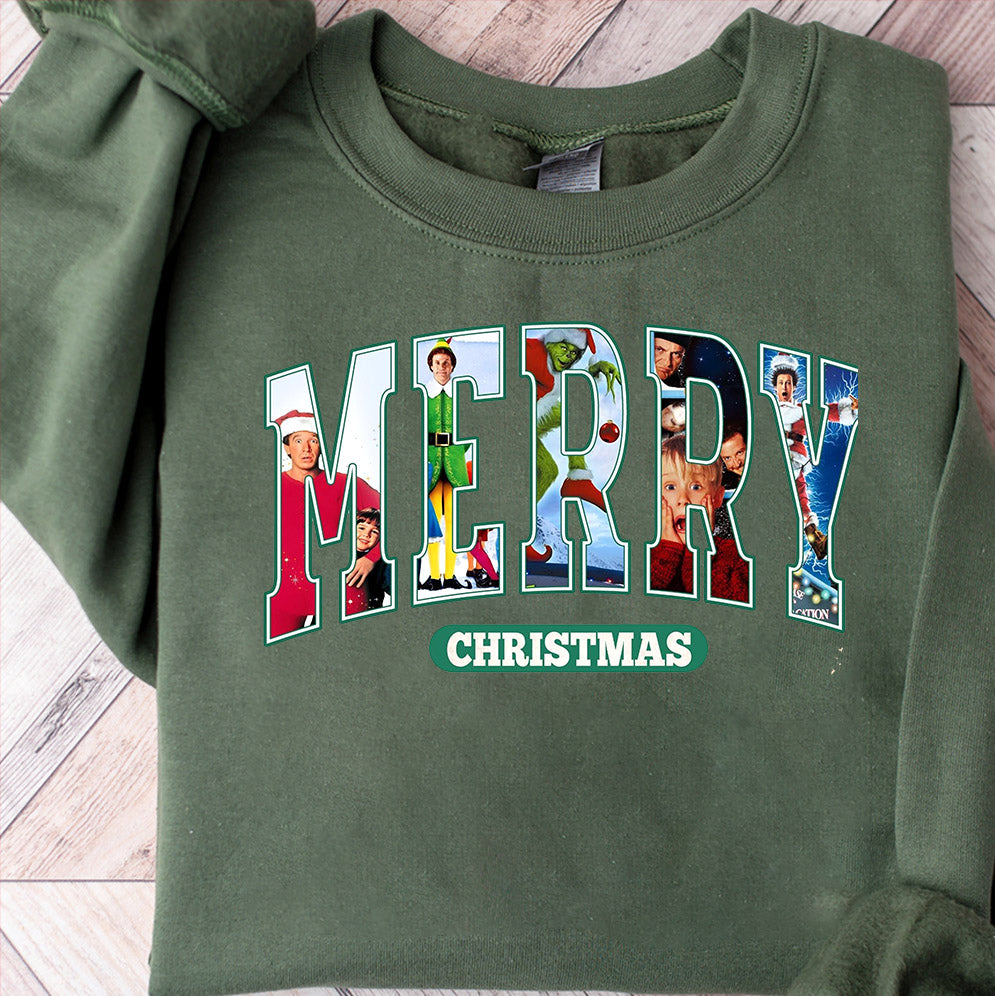 MERRY Christmas 90s Movies Shirt Crewneck Sweatshirt, Christmas Shirt for Movies Lovers, Christmas 90s Movies Sweater,Christmas Movies Shirt