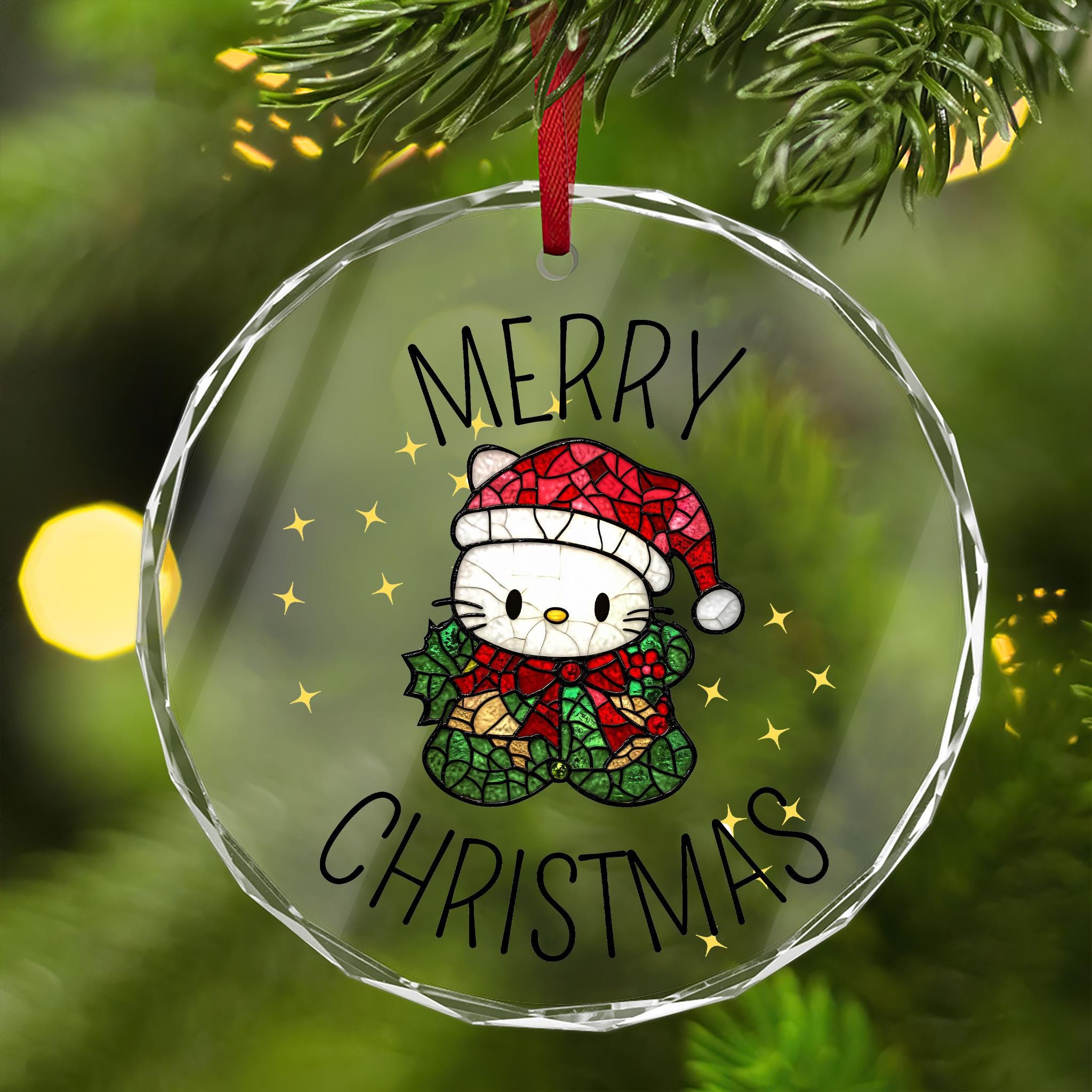 Merry Christmas Hello Kitty Ornaments Cute Merry Christmas Hello Kitty Decorations Hello Kitty Christmas Ornaments Gift Merry and Bright oroc31