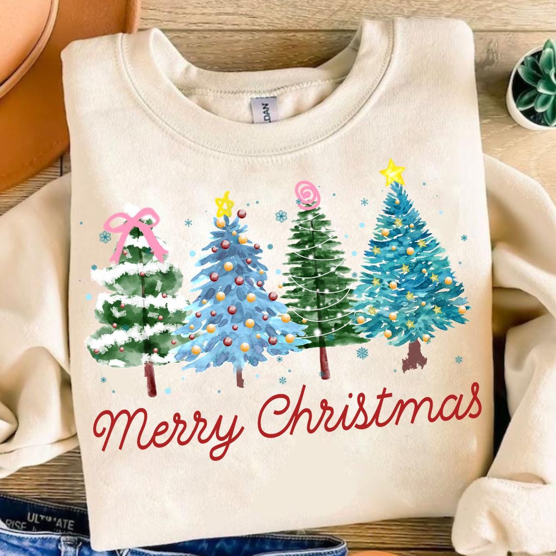 Merry Christmas Png, Christmas Tree Png, Vintage Christmas Png, Watercolor Christmas PNG, Tis the Season PNG, Xmas Holiday, Merry and Bright SCU