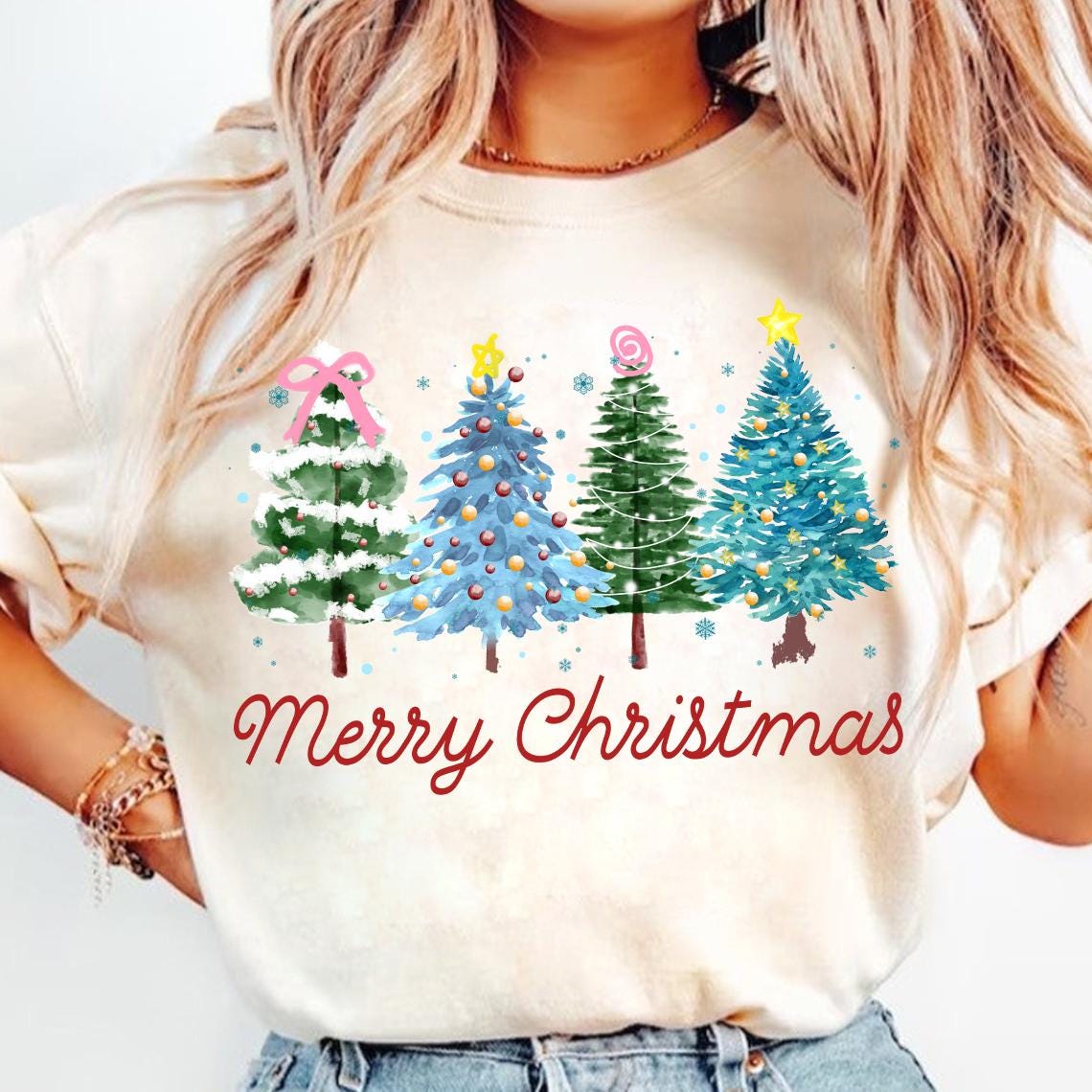 Merry Christmas Png, Christmas Tree Png, Vintage Christmas Png, Watercolor Christmas PNG, Tis the Season PNG, Xmas Holiday, Merry and Bright SCU
