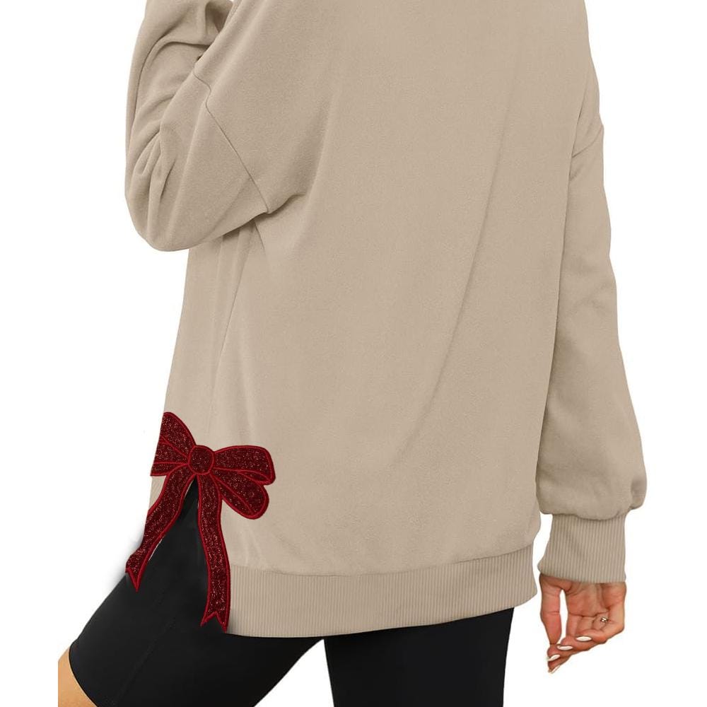 Merry Side Bow Cut-Out Sweatshirt With Glitter, Plaid Christmas Pullover, Trendy Coquette Bow, Trending Side Bow Sweater, Merry Christmas ESIBOW