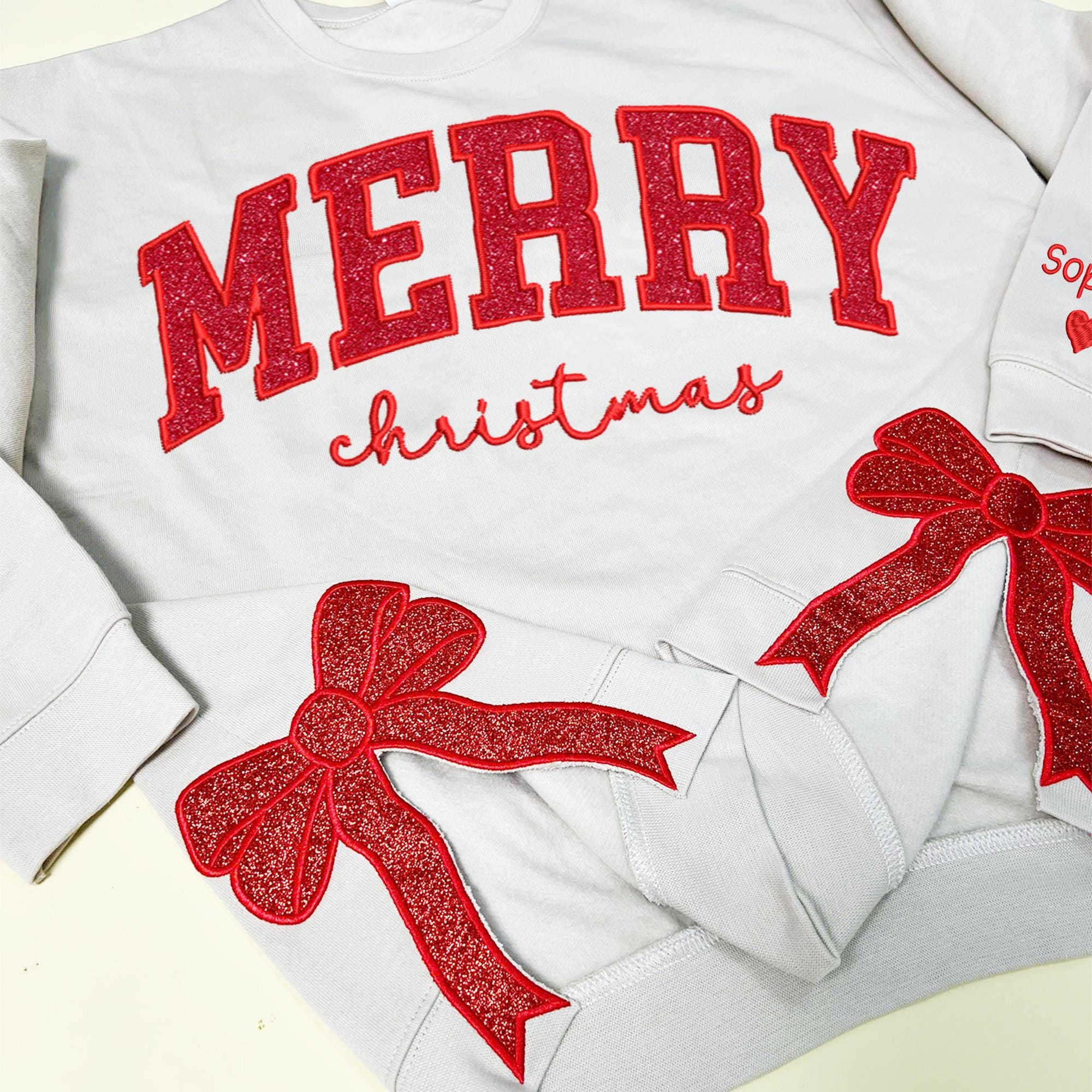 Merry Side Bow Cut-Out Sweatshirt With Glitter, Plaid Christmas Pullover, Trendy Coquette Bow, Trending Side Bow Sweater, Merry Christmas ESIBOW