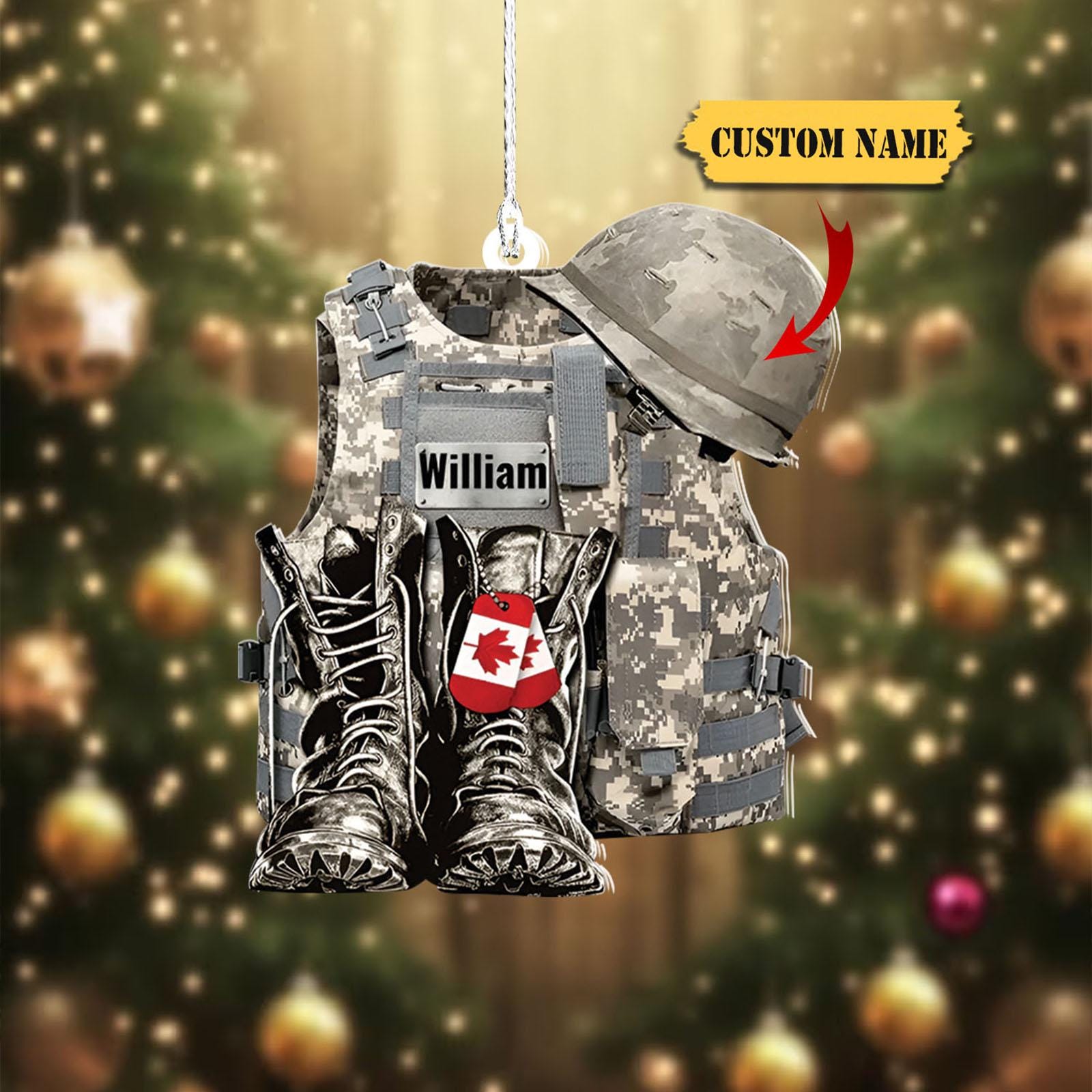 Military Uniform Canada - Boots & Hat - Personalized Flat Acrylic Ornament 2D, Flat Ornament, Military Car Ornament Gift, Military Gift HAOR0711