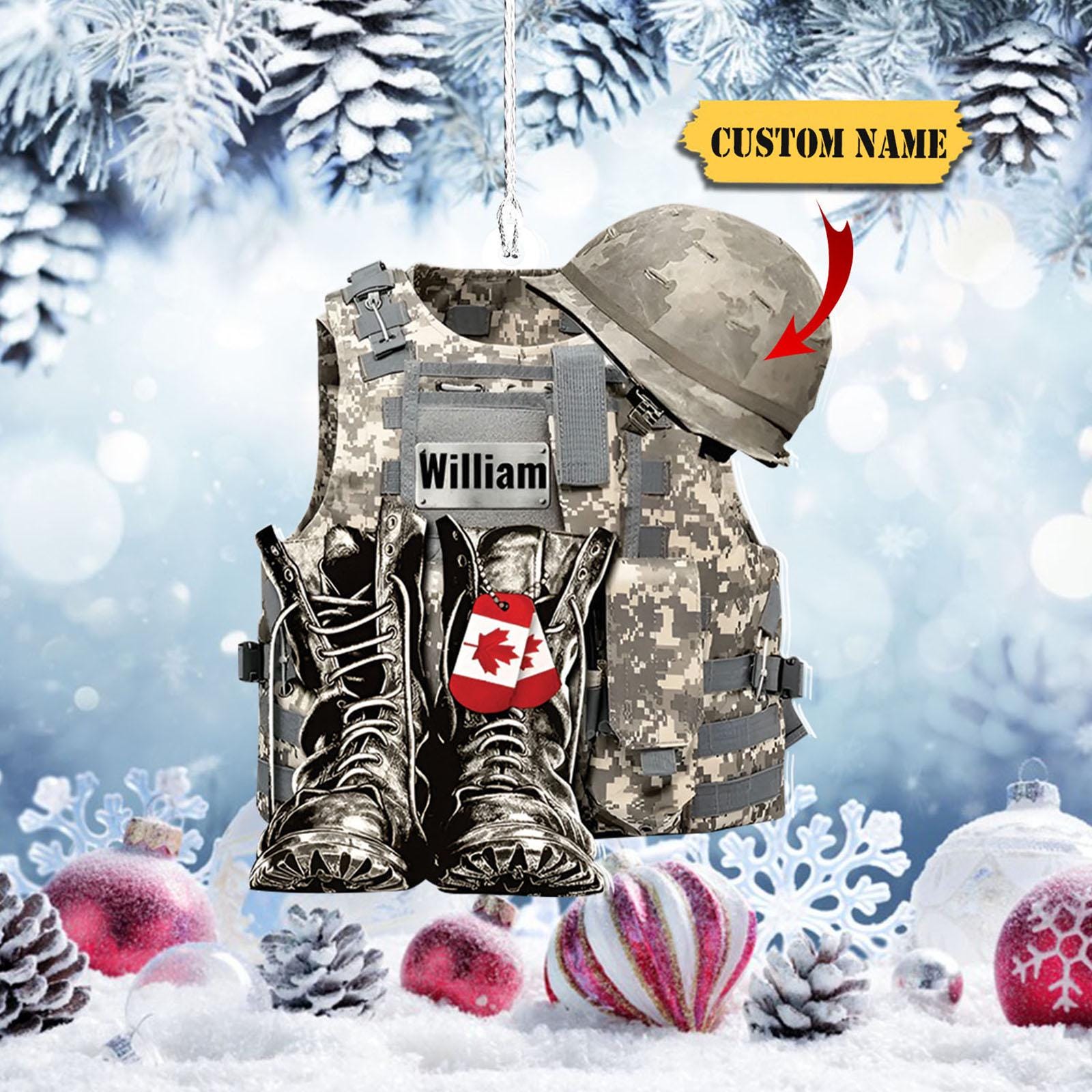 Military Uniform Canada - Boots & Hat - Personalized Flat Acrylic Ornament 2D, Flat Ornament, Military Car Ornament Gift, Military Gift HAOR0711