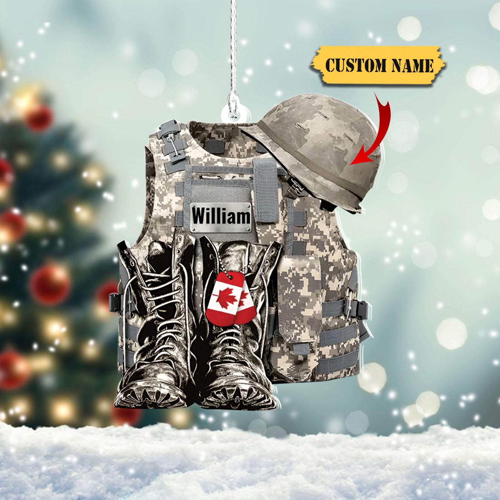 Military Uniform Canada - Boots & Hat - Personalized Flat Acrylic Ornament 2D, Flat Ornament, Military Car Ornament Gift, Military Gift HAOR0711