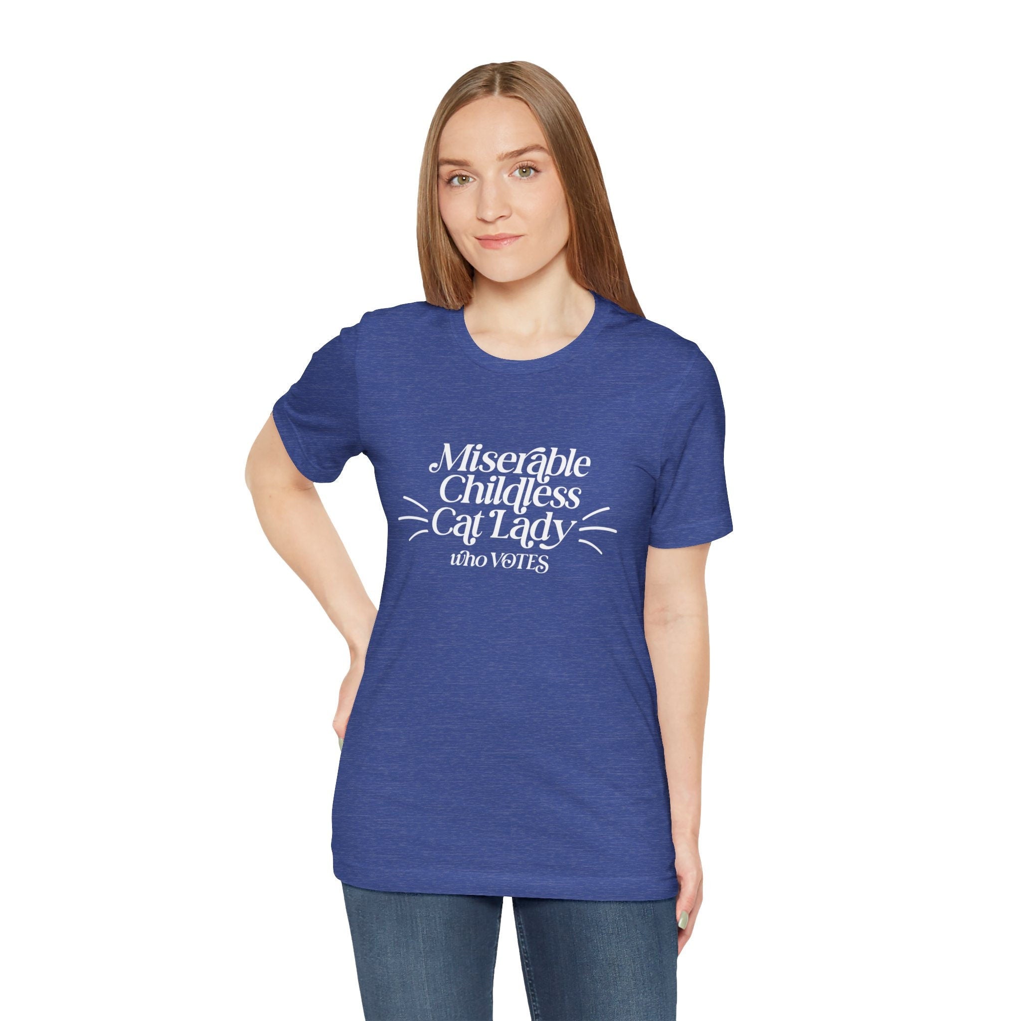 Miserable Childless Cat Lady 2024 T-Shirt Kamala Harris Cat Woman JD Vance Democrat Liberal Childfree Relaxed Unisex Tee  TD2907 09