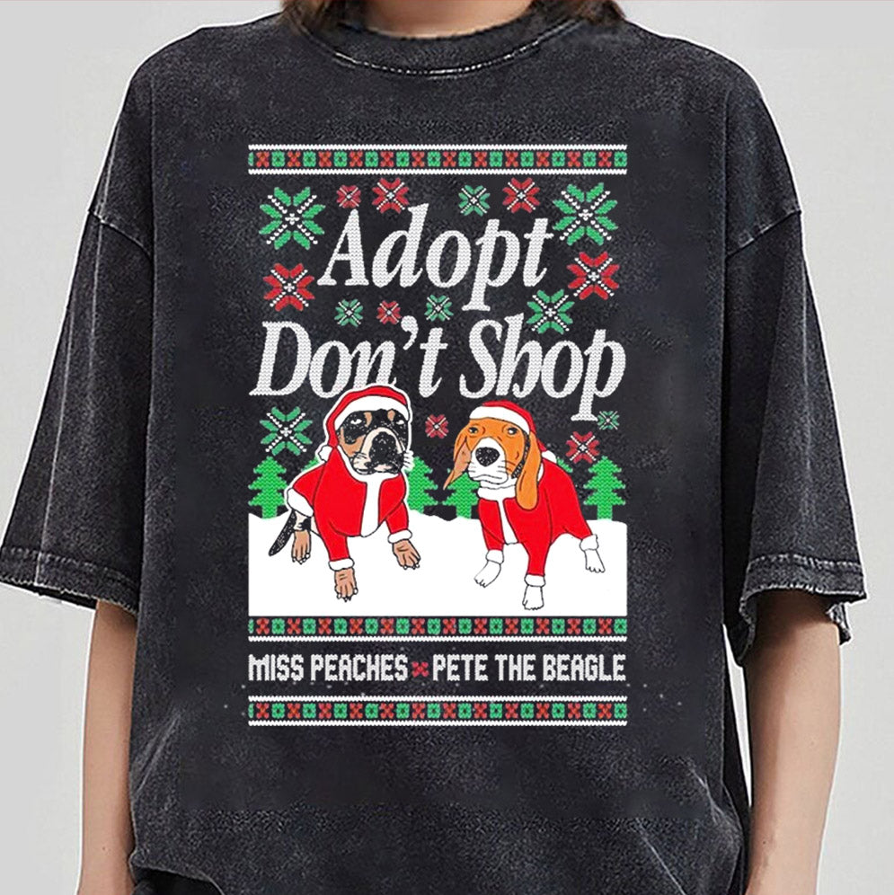 Miss Peaches And Pete The Beagle Adopt Don't Shop Christmas Shirt, Sweatshirt, Hoodie And Tank Top