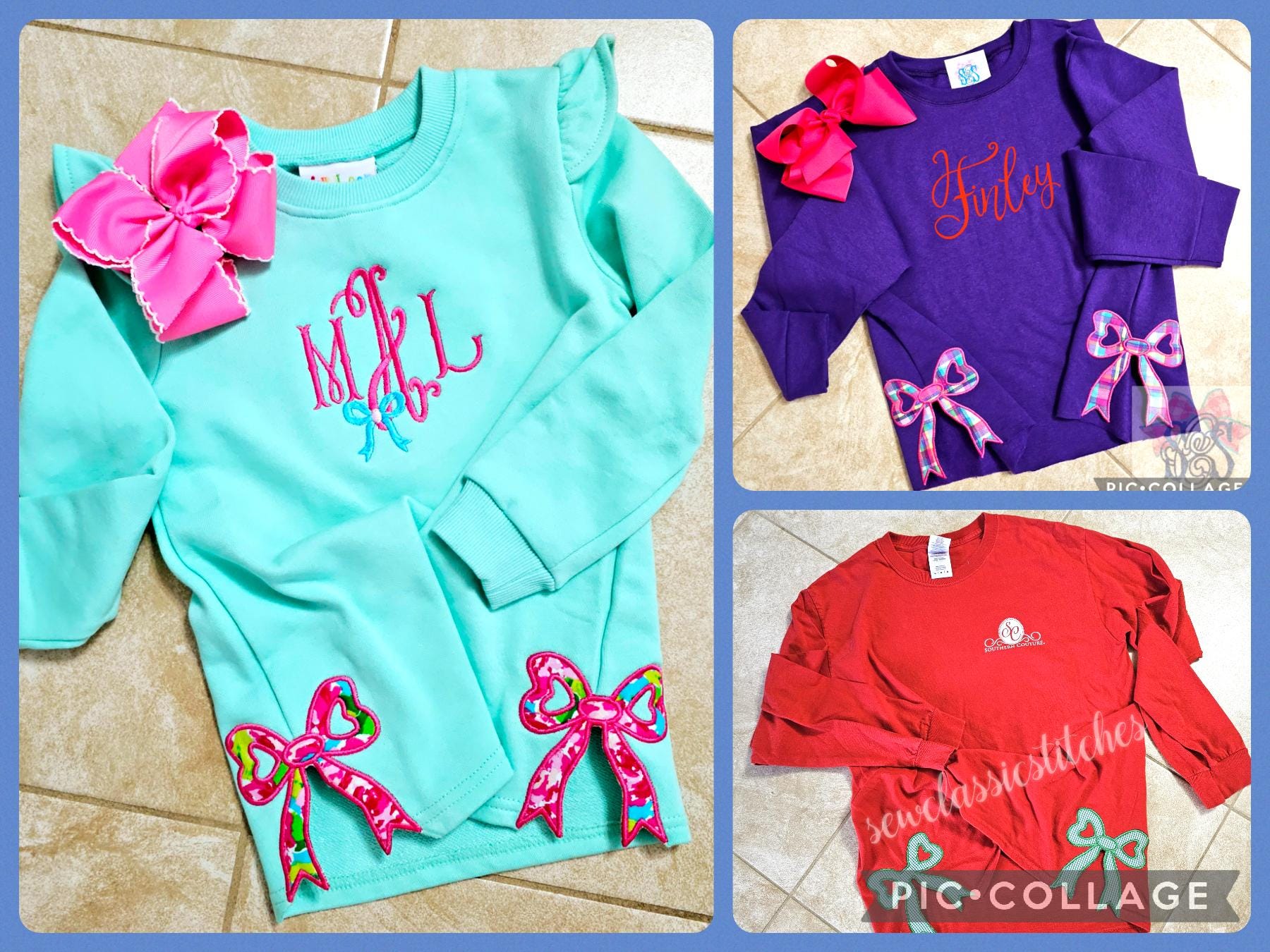 Monogrammed Bow Sweatshirt Kid Sweatshirt Girls Christmas Bow Sweatshirt Coquette Sweatshirt Personalized Grandmillenial Sweatshirt Gift ESIBOW