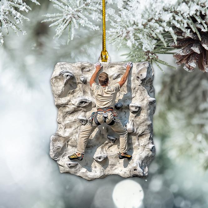 Mountain Climbing Flat Christmas Ornament, Rock Climbing Ornament, Climber Ornament Gift, Bouldering Ornament Holiday Decor HAOR0611