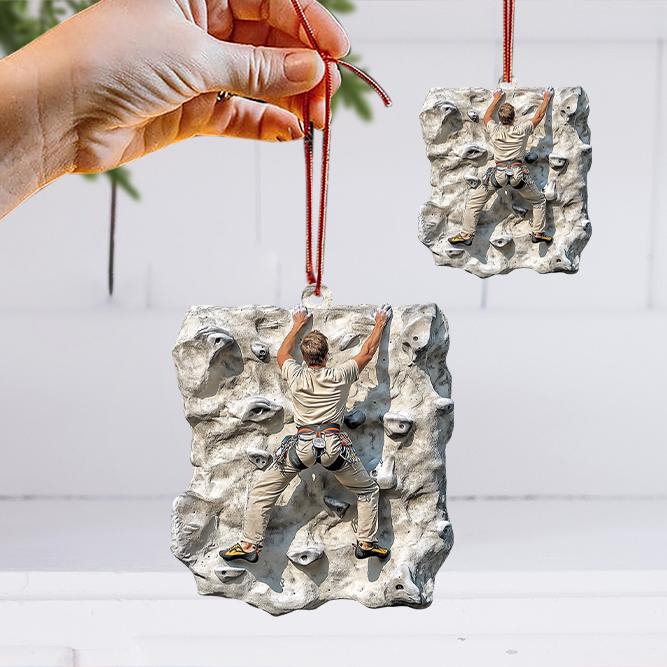 Mountain Climbing Flat Christmas Ornament, Rock Climbing Ornament, Climber Ornament Gift, Bouldering Ornament Holiday Decor HAOR0611