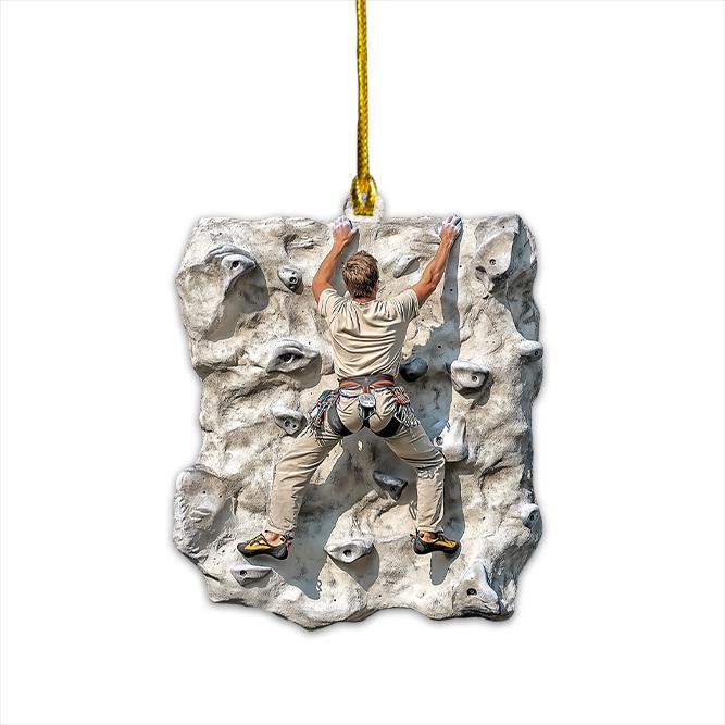 Mountain Climbing Flat Christmas Ornament, Rock Climbing Ornament, Climber Ornament Gift, Bouldering Ornament Holiday Decor HAOR0611