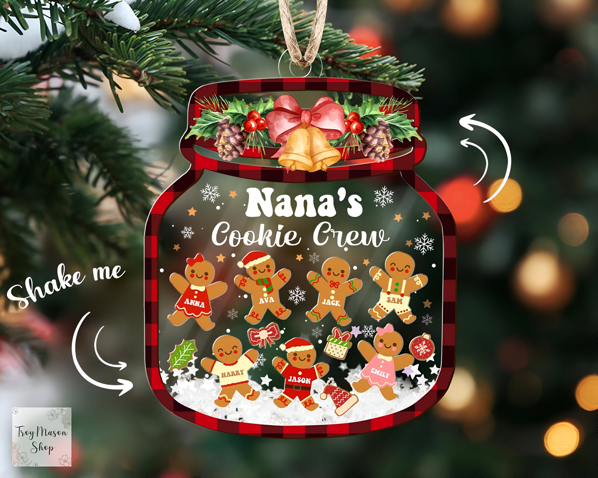 Nana Cookie Crew Ornament, Family Member Christmas Ornament 2024, Gift for Grandma, Grandparent Ornament Keepsake, Gingerbread Ornament ORHA24