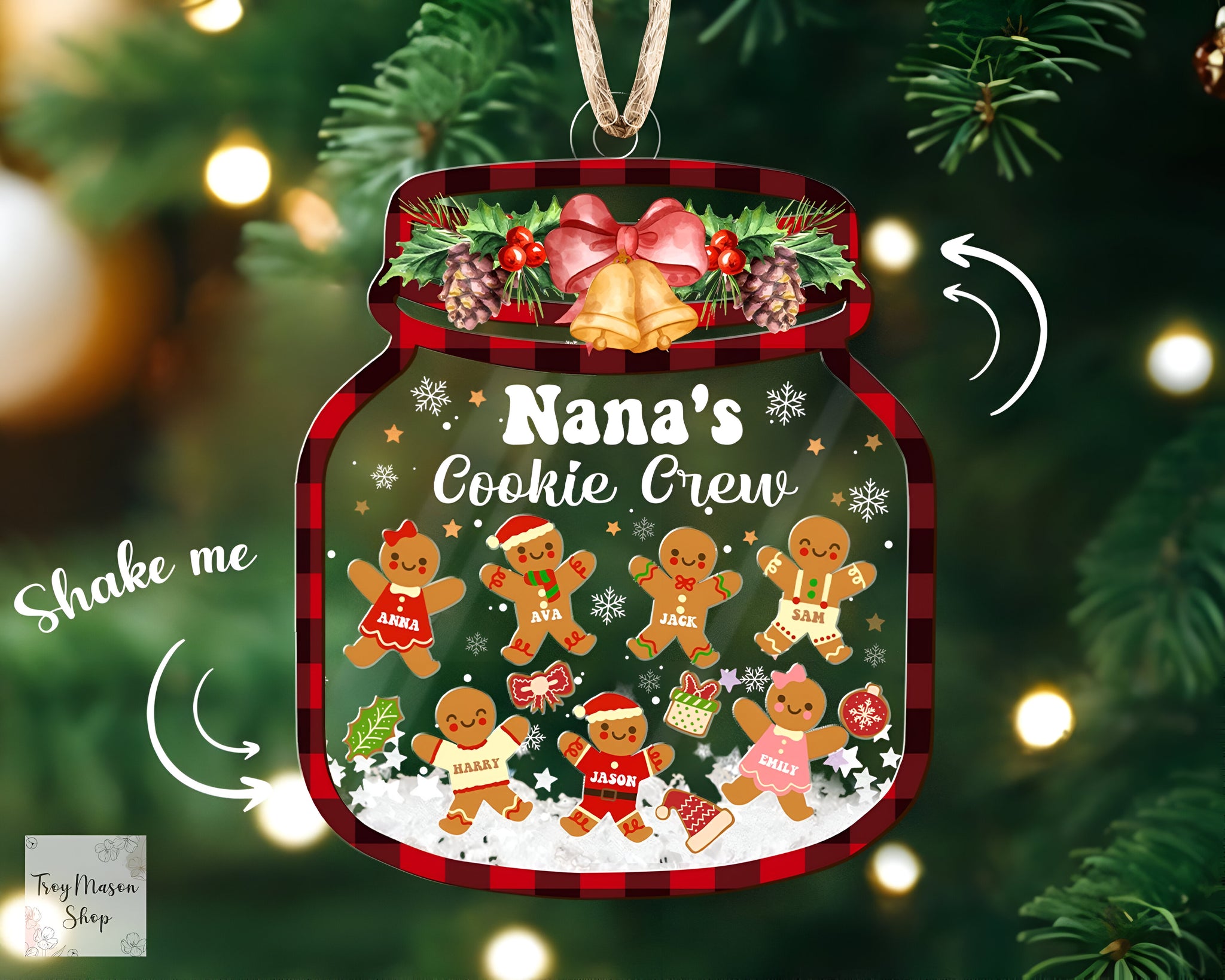Nana Cookie Crew Ornament, Family Member Christmas Ornament 2024, Gift for Grandma, Grandparent Ornament Keepsake, Gingerbread Ornament ORHA24