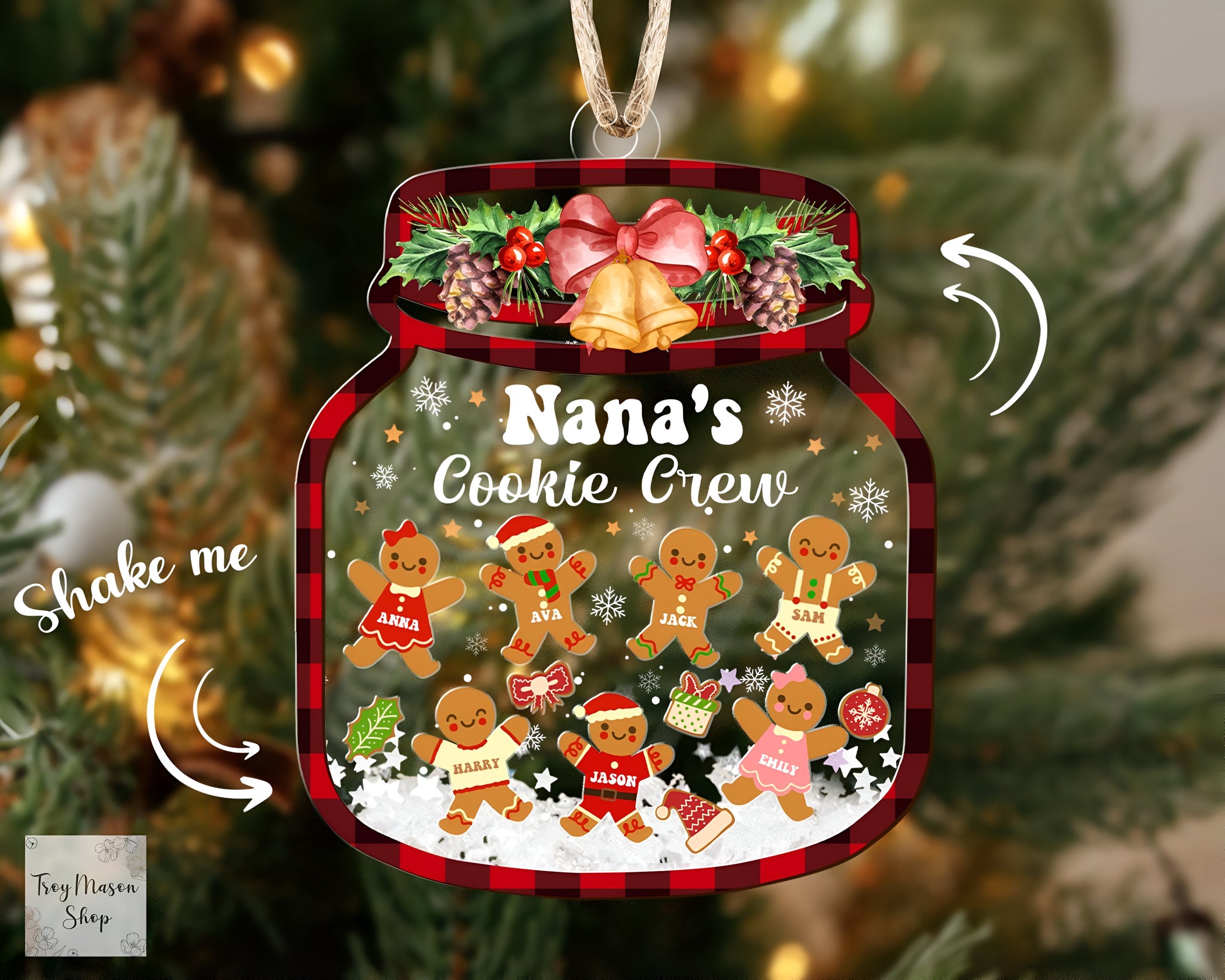 Nana Cookie Crew Ornament, Family Member Christmas Ornament 2024, Gift for Grandma, Grandparent Ornament Keepsake, Gingerbread Ornament ORHA24