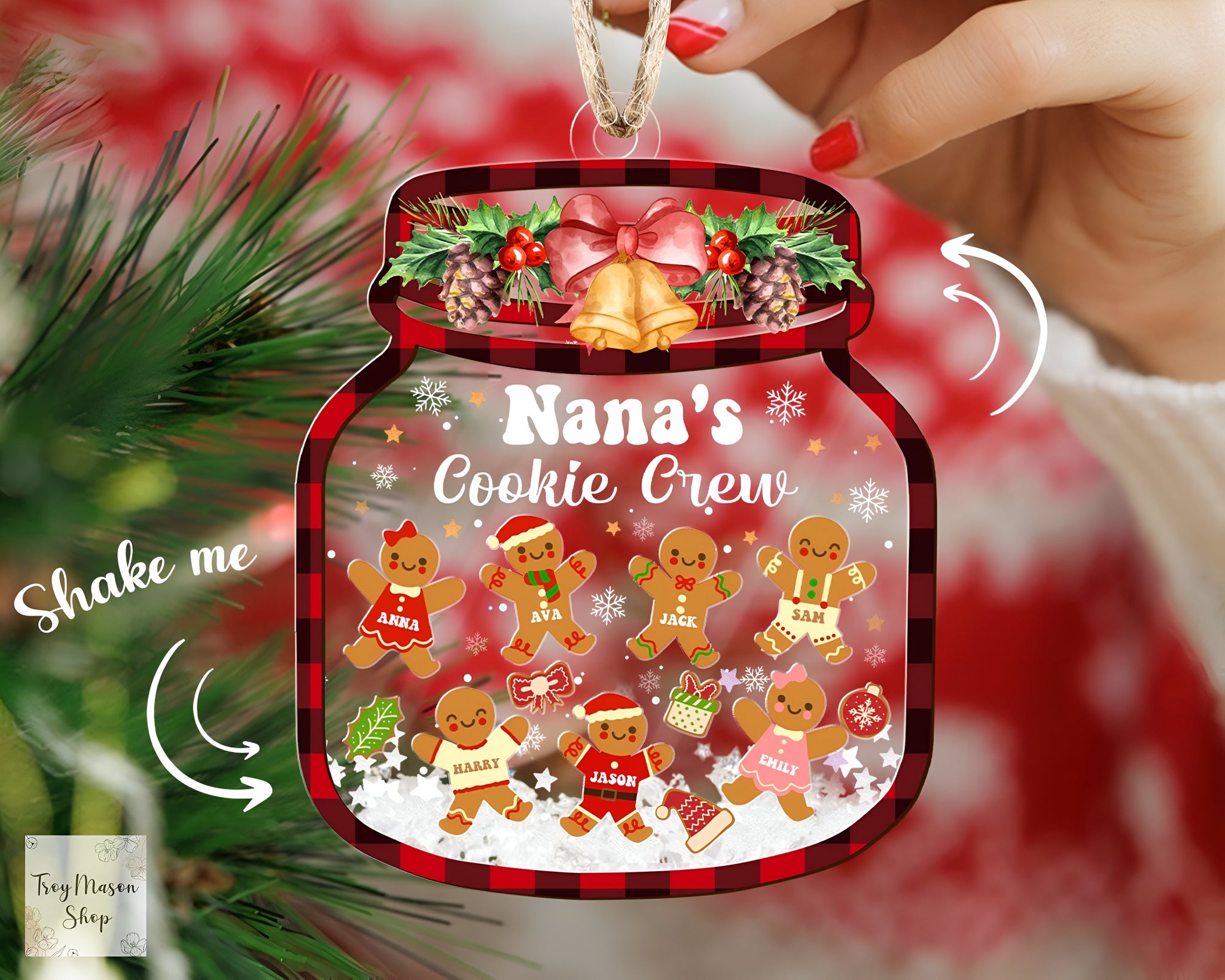 Nana Cookie Crew Ornament, Family Member Christmas Ornament 2024, Gift for Grandma, Grandparent Ornament Keepsake, Gingerbread Ornament ORHA24