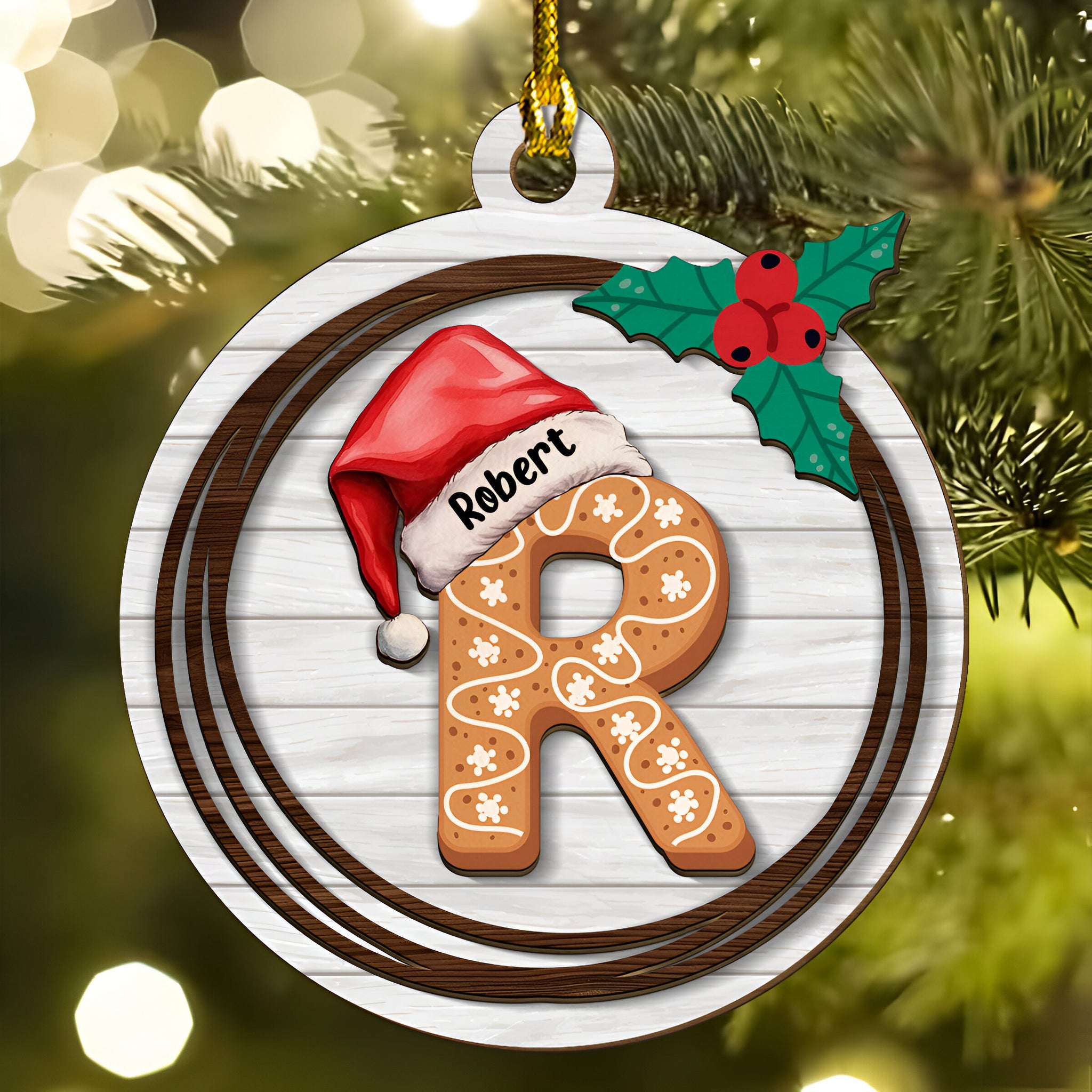 Name Letter - Personalized Custom 2-Layered Wood Ornament ORN0710