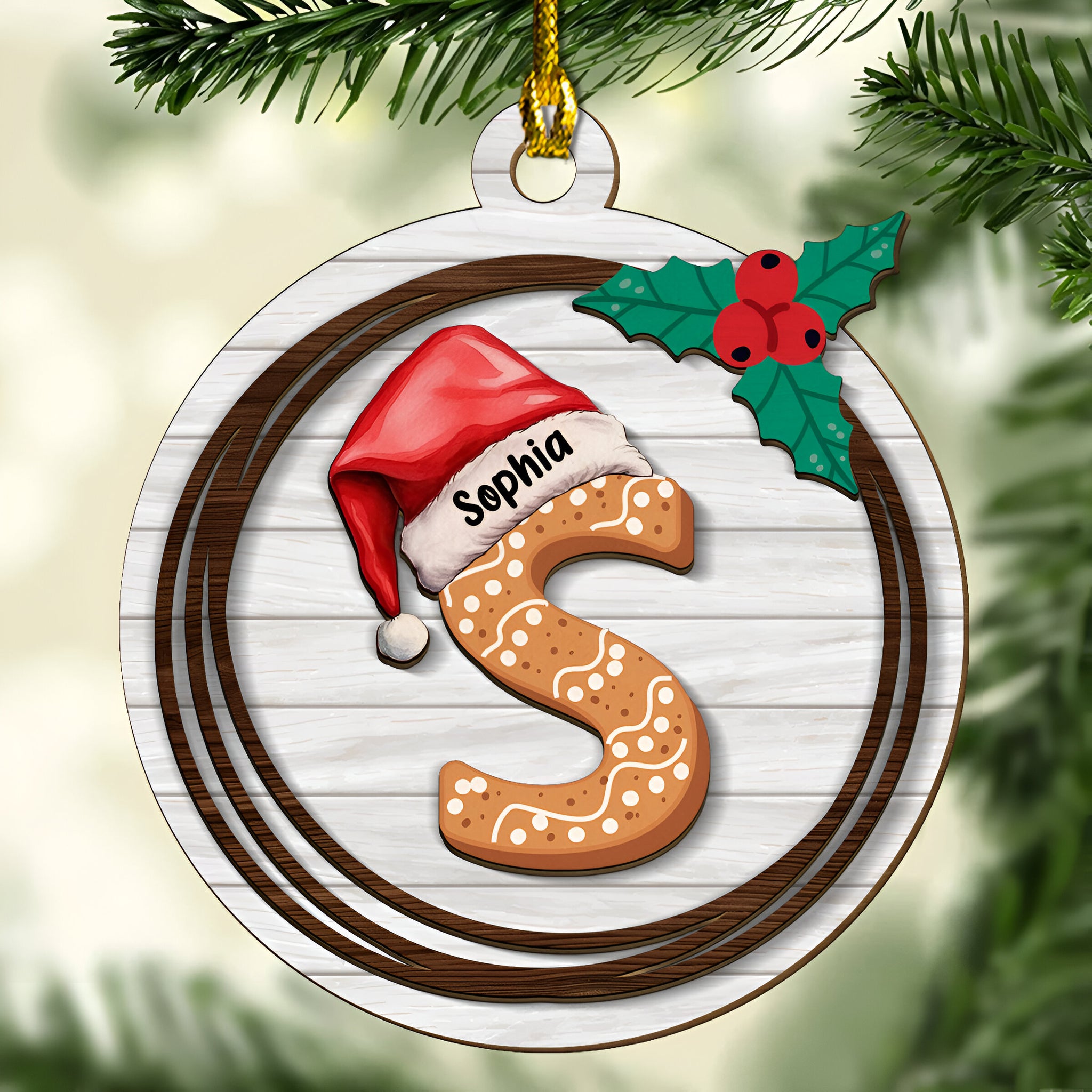 Name Letter - Personalized Custom 2-Layered Wood Ornament ORN0710