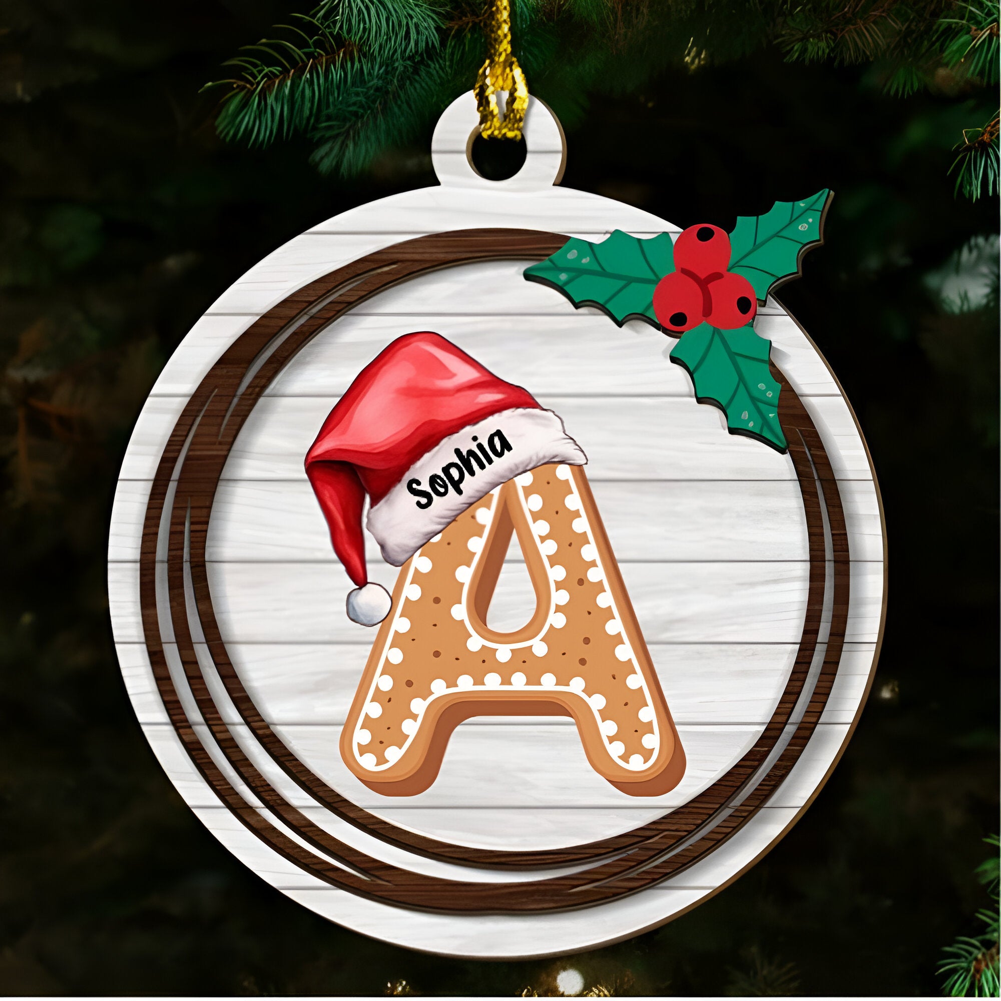 Name Letter - Personalized Custom 2-Layered Wood Ornament ORN0710