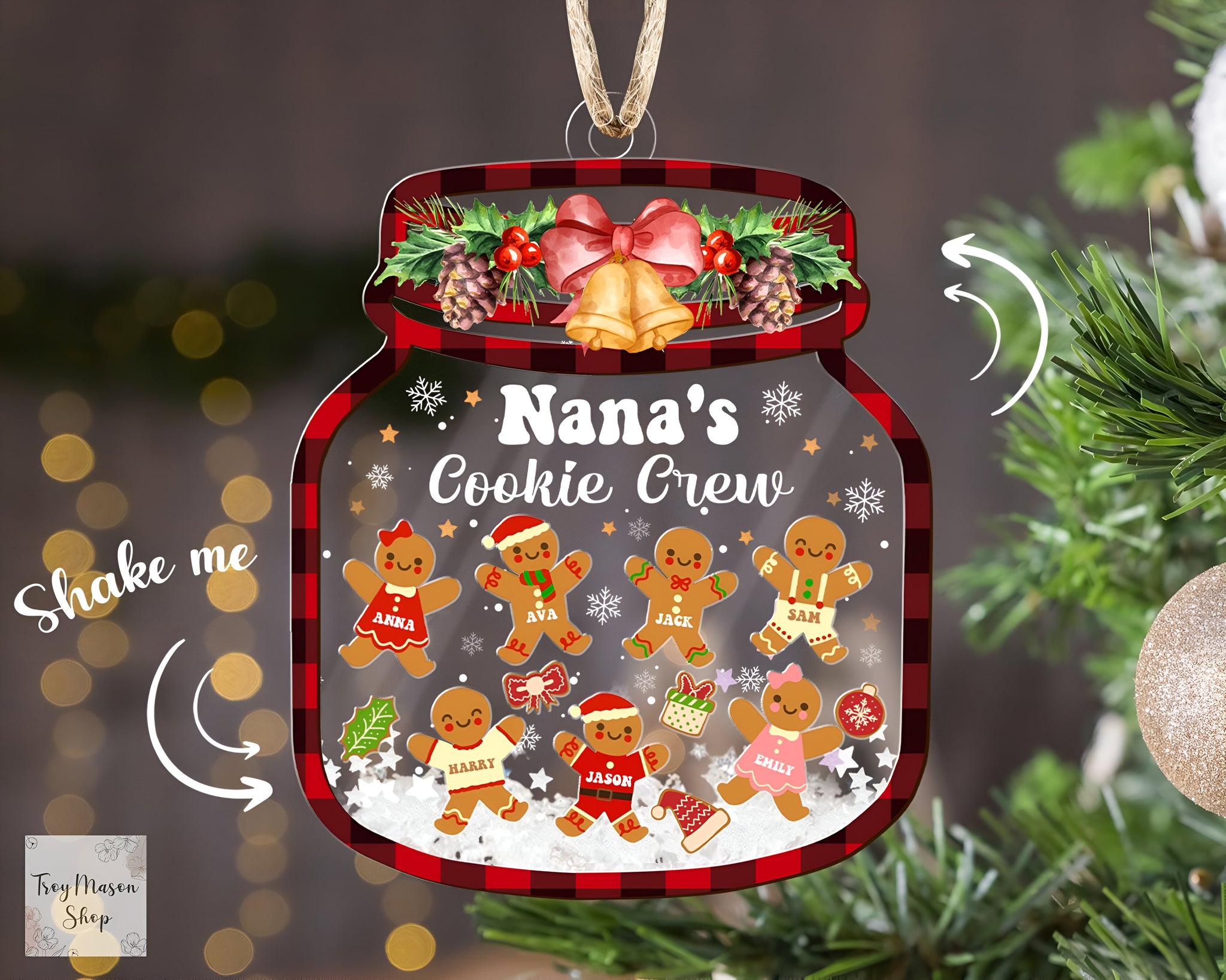 Nana Cookie Crew Ornament, Family Member Christmas Ornament 2024, Gift for Grandma, Grandparent Ornament Keepsake, Gingerbread Ornament ORHA24