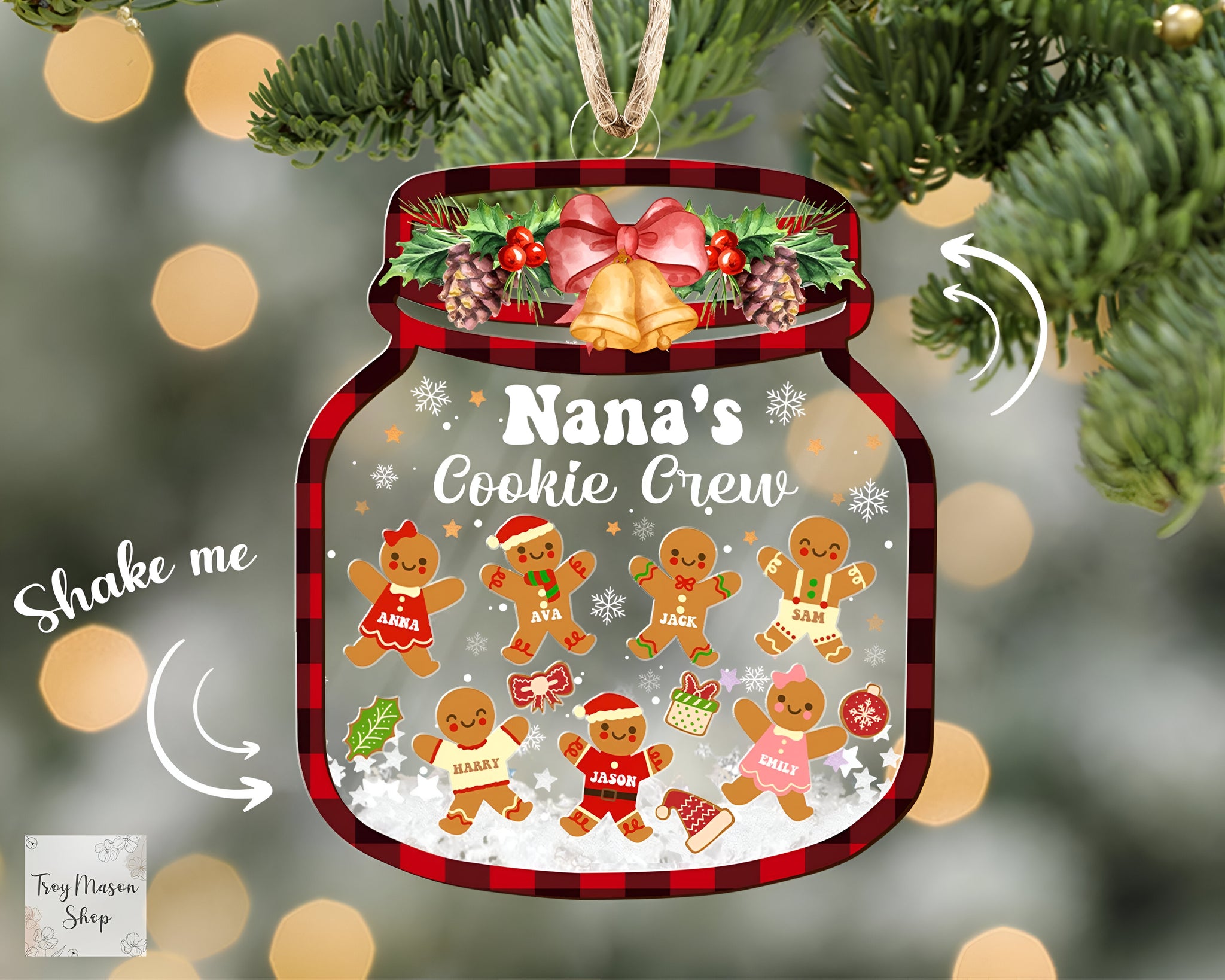 Nana Cookie Crew Ornament, Family Member Christmas Ornament 2024, Gift for Grandma, Grandparent Ornament Keepsake, Gingerbread Ornament ORHA24