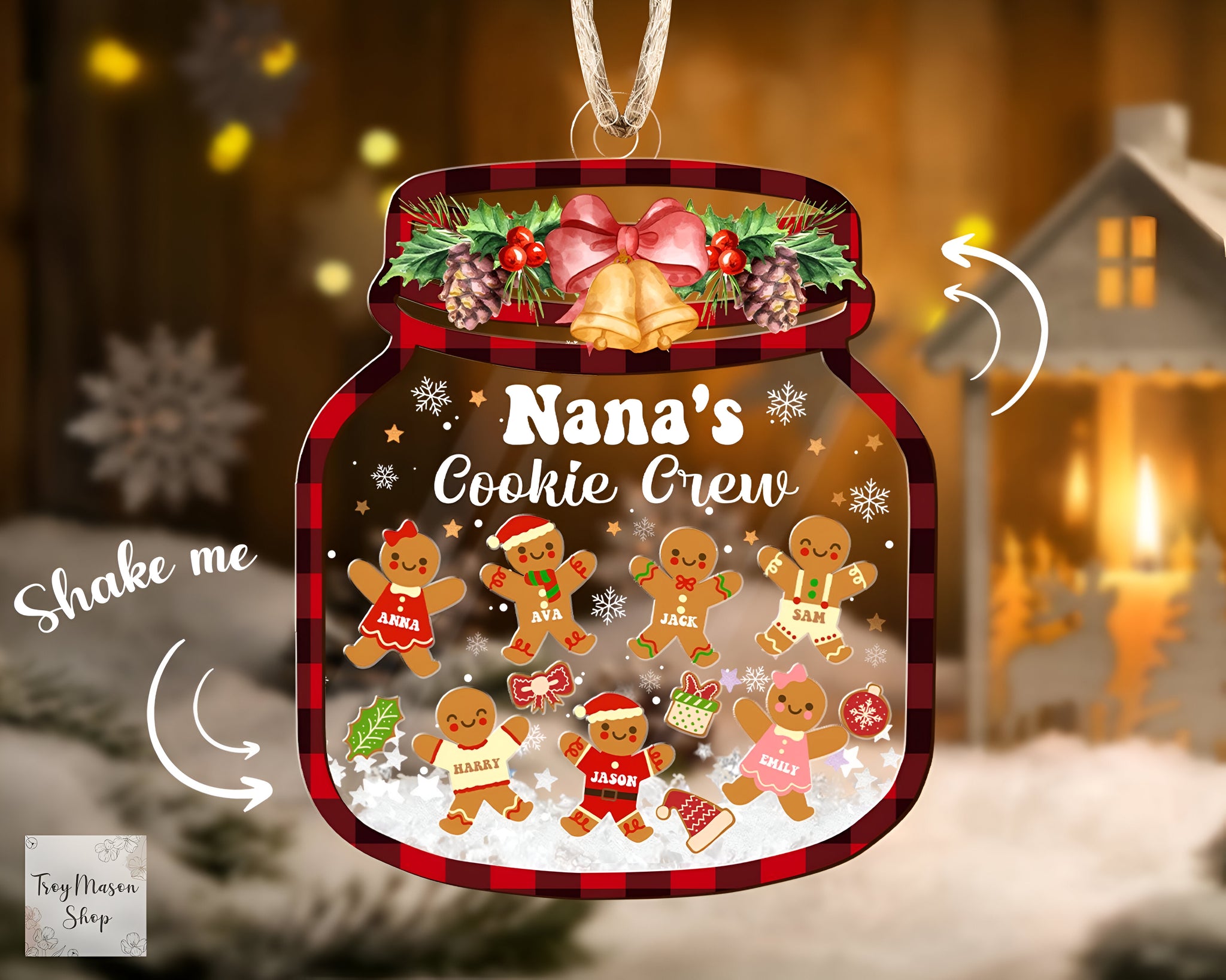 Nana Cookie Crew Ornament, Family Member Christmas Ornament 2024, Gift for Grandma, Grandparent Ornament Keepsake, Gingerbread Ornament ORHA24