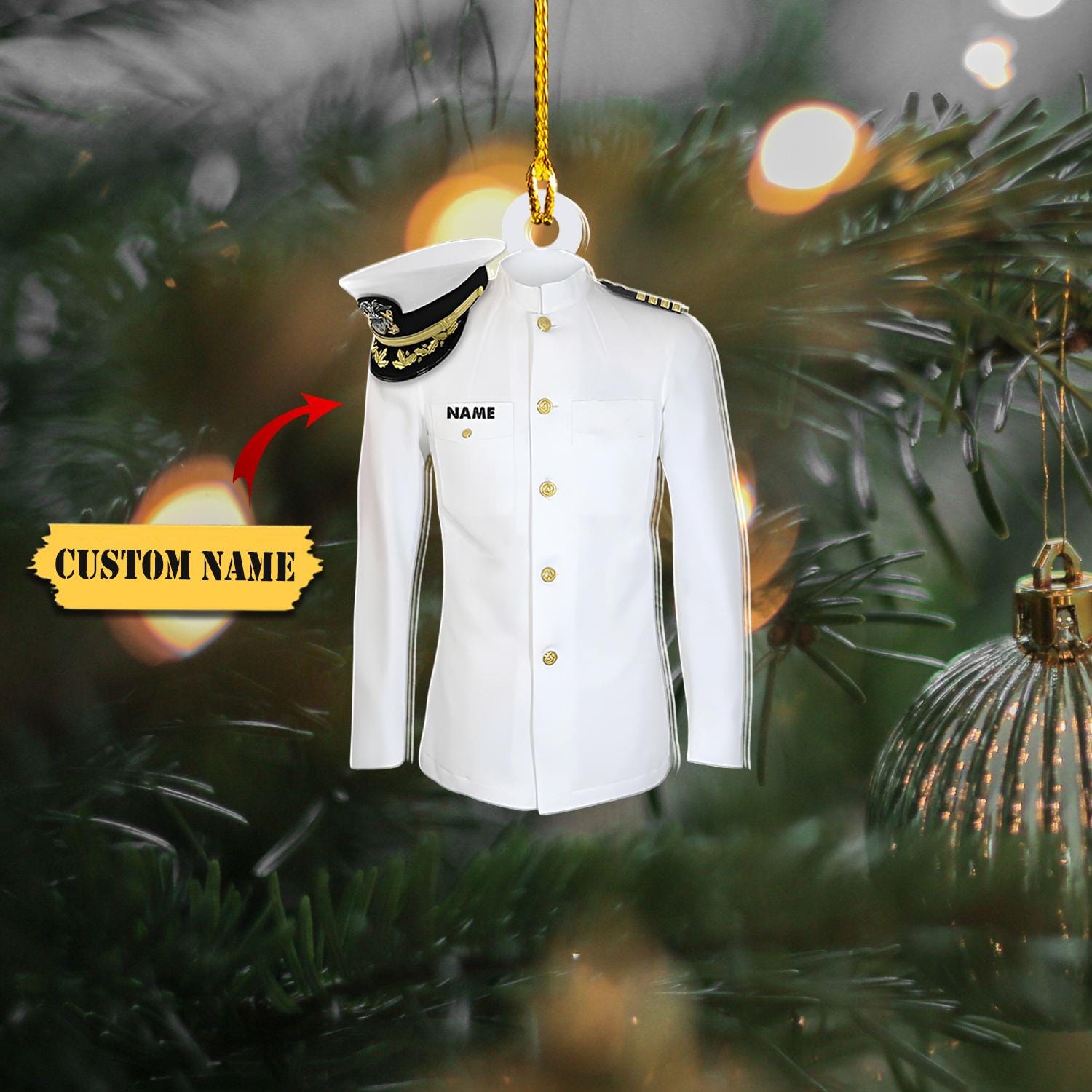 Navy Uniform Personalized Christmas Ornament 2D, Army Military Acrylic Ornament, For Navy Proud, Navy Family Shirt, Sailor Ornament HAOR0711