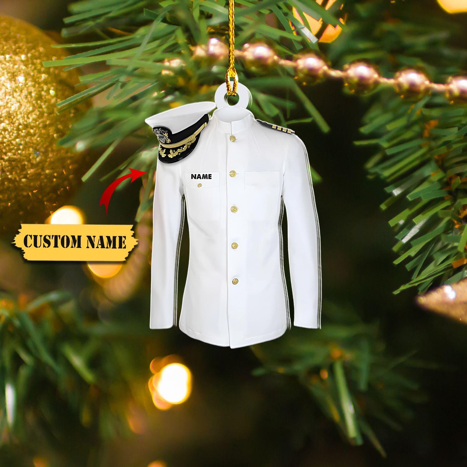 Navy Uniform Personalized Christmas Ornament 2D, Army Military Acrylic Ornament, For Navy Proud, Navy Family Shirt, Sailor Ornament HAOR0711