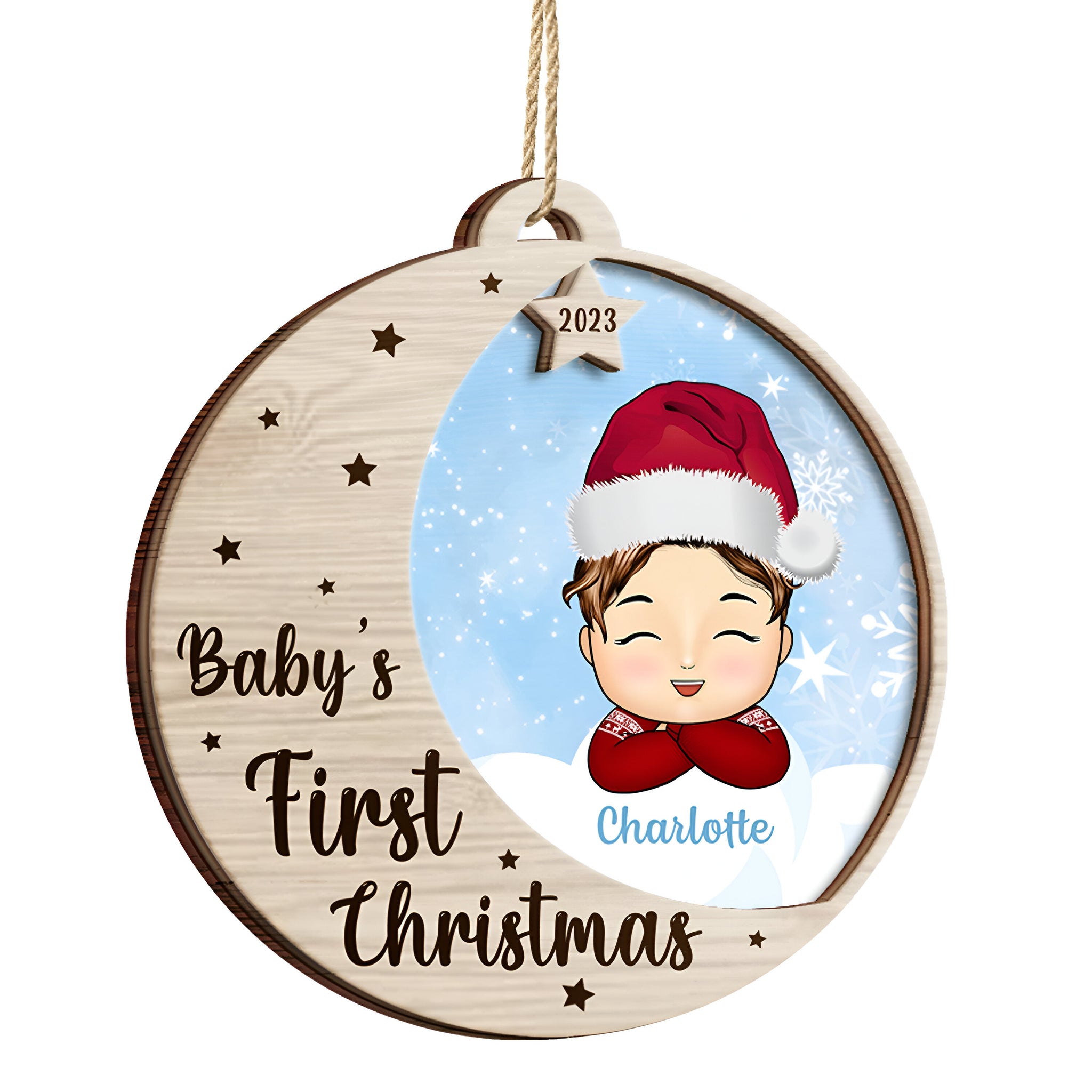 New Baby's First Christmas - Personalized 2-Layered Wooden Ornament ORHA24