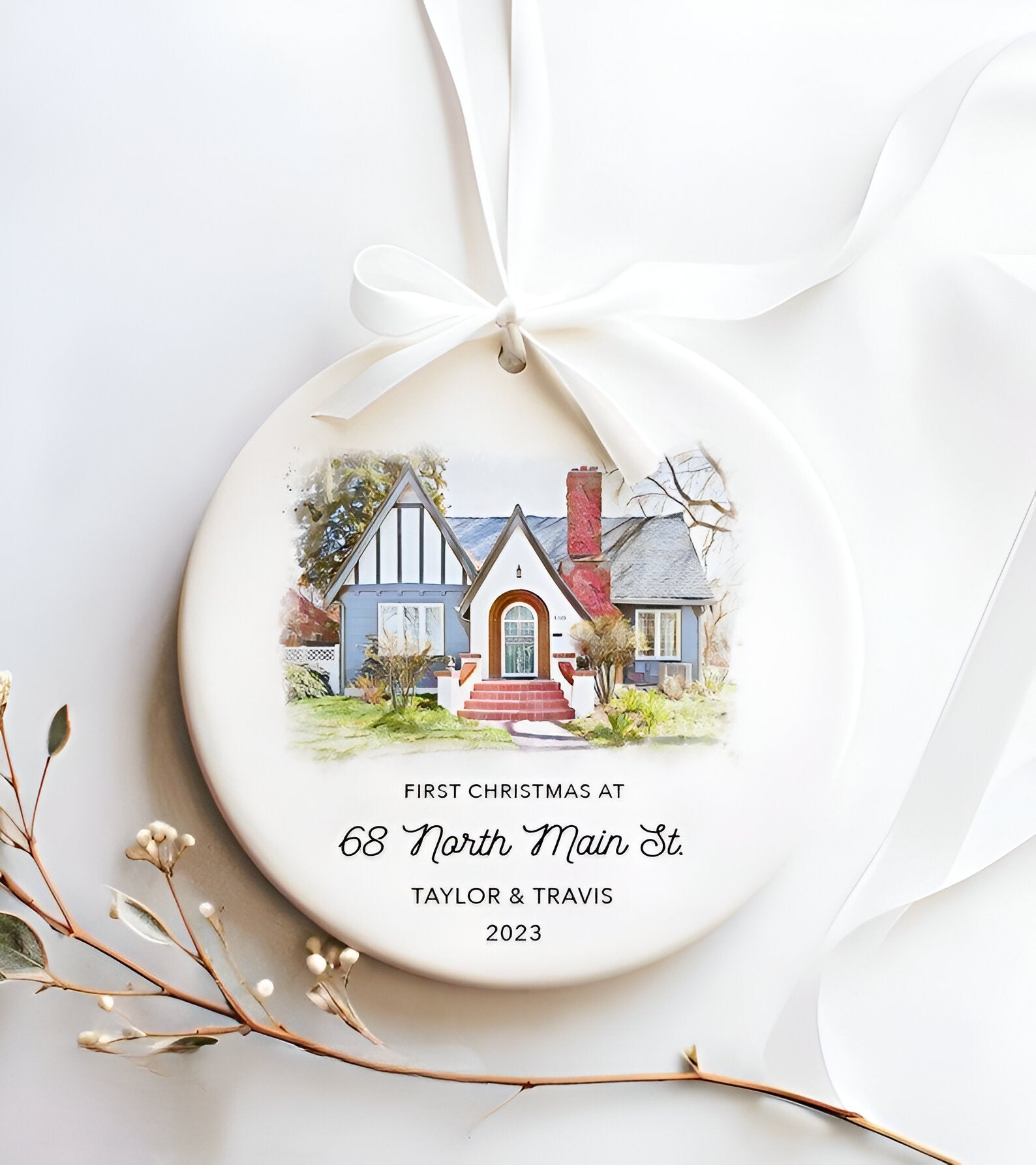 New Home Ornament - Personalized New Home Christmas Ornament - Watercolor Photo Ornament ORN0110