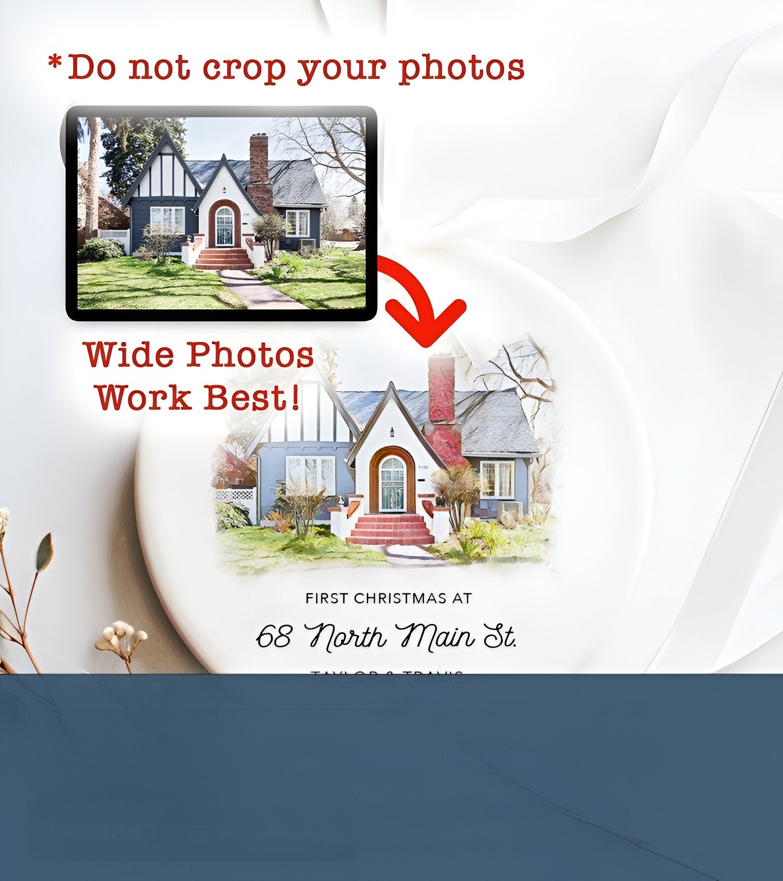 New Home Ornament - Personalized New Home Christmas Ornament - Watercolor Photo Ornament ORN0110