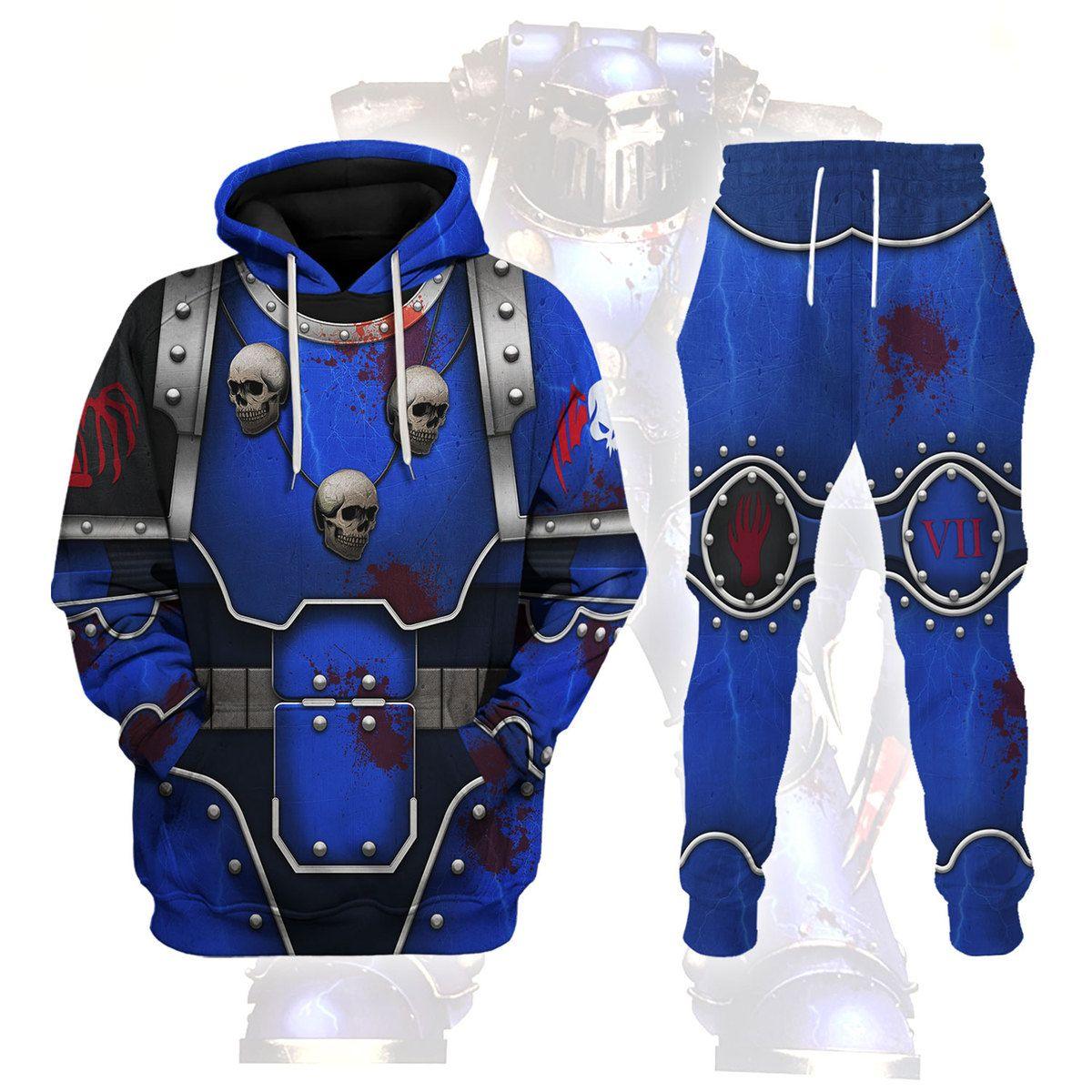 Night Lords Warhammer Costume Hoodie Jogger, Night Lords Marines Cosplay 3D Hoodie Pants, Warhammer 3D Tracksuit , TQT5