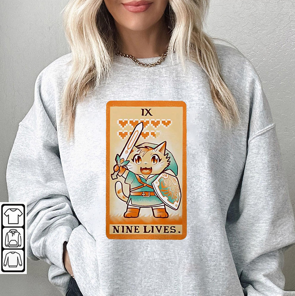 Nine lives Tarot cat Link The Legend of Zelda T-shirts, Sweatshirt, Hoodie