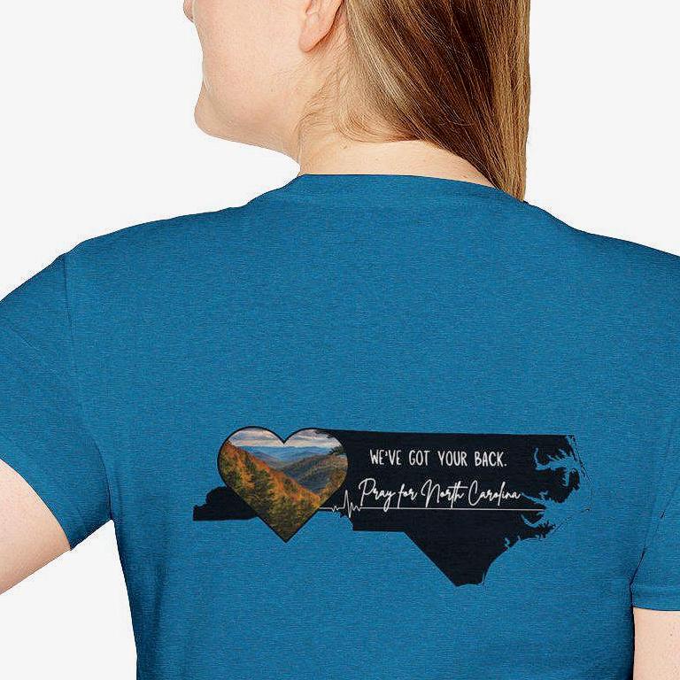 North Carolina Mountain Pray T-Shirt, Hurricane Recovery Tee, Unisex Softstyle Shirt, Support NC Residents, Mountain Relief Fund Gift TMC