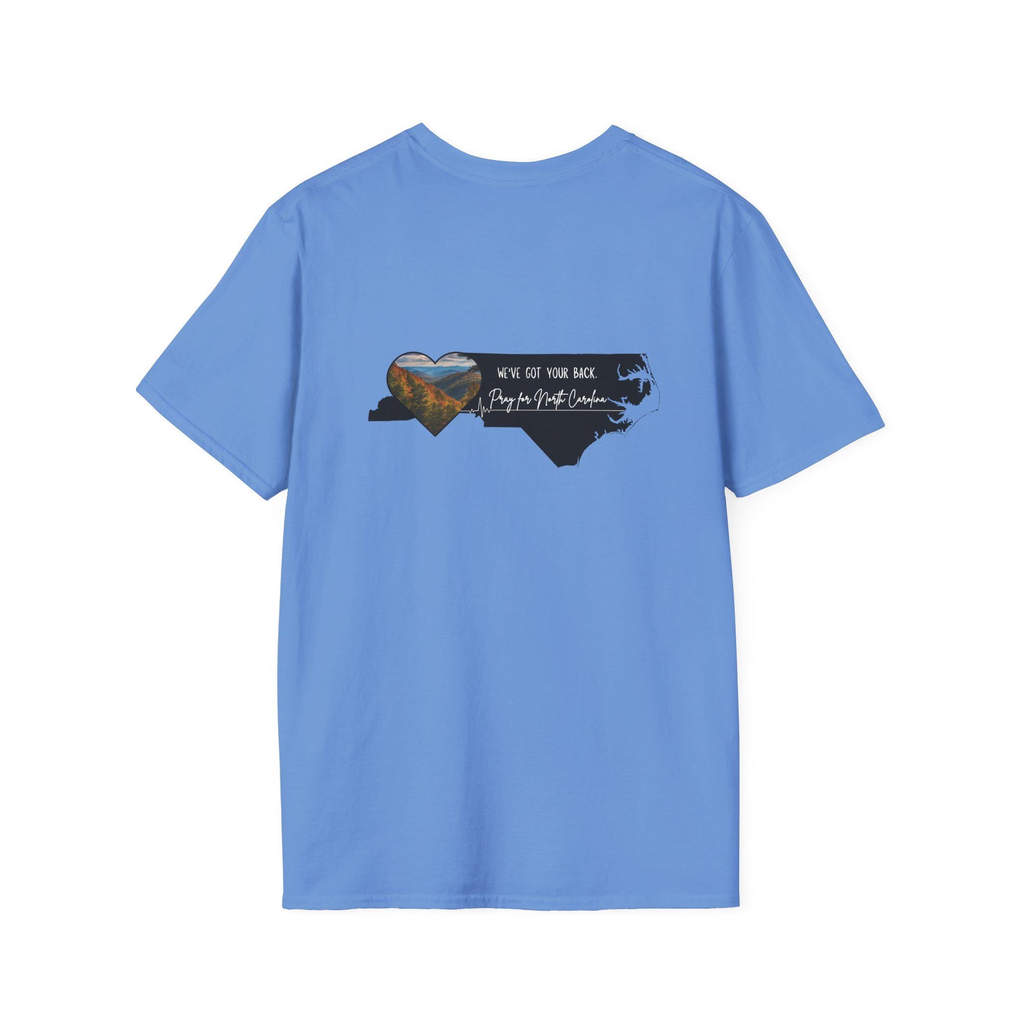 North Carolina Mountain Pray T-Shirt, Hurricane Recovery Tee, Unisex Softstyle Shirt, Support NC Residents, Mountain Relief Fund Gift TMC
