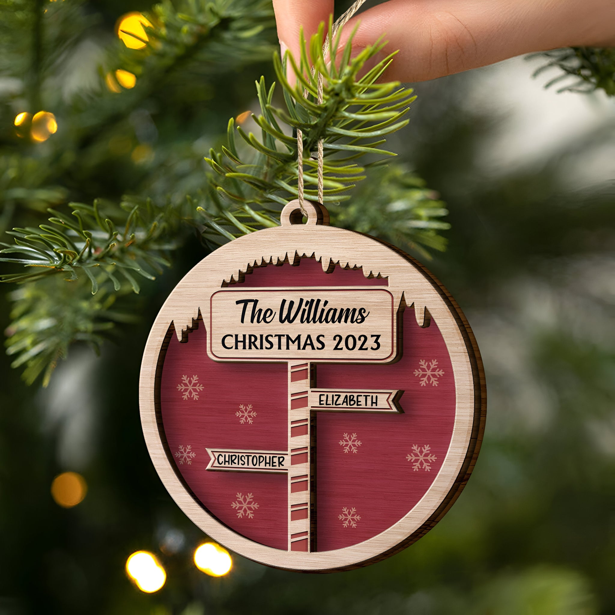 North Pole Sign - Christmas Gift For Family, Siblings - Personalized 2-Layered Wooden Ornament ORN0310