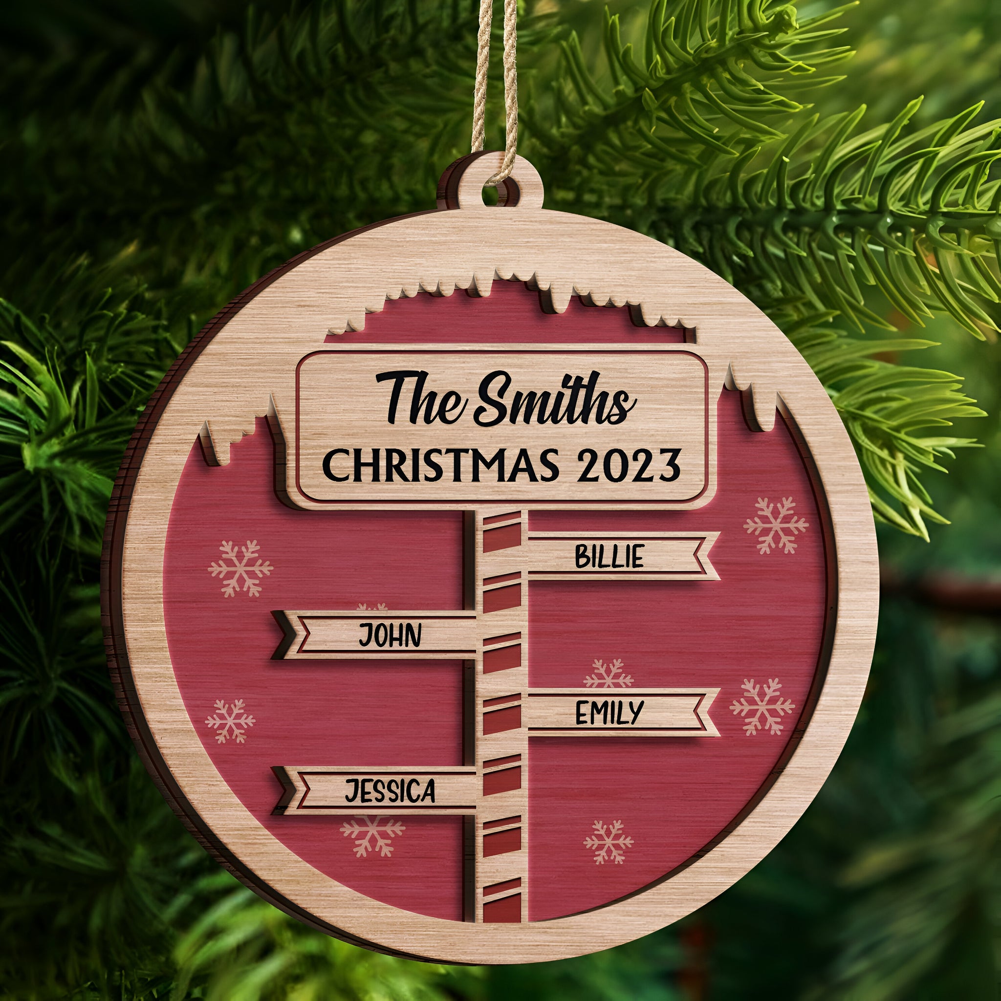 North Pole Sign - Christmas Gift For Family, Siblings - Personalized 2-Layered Wooden Ornament ORN0310