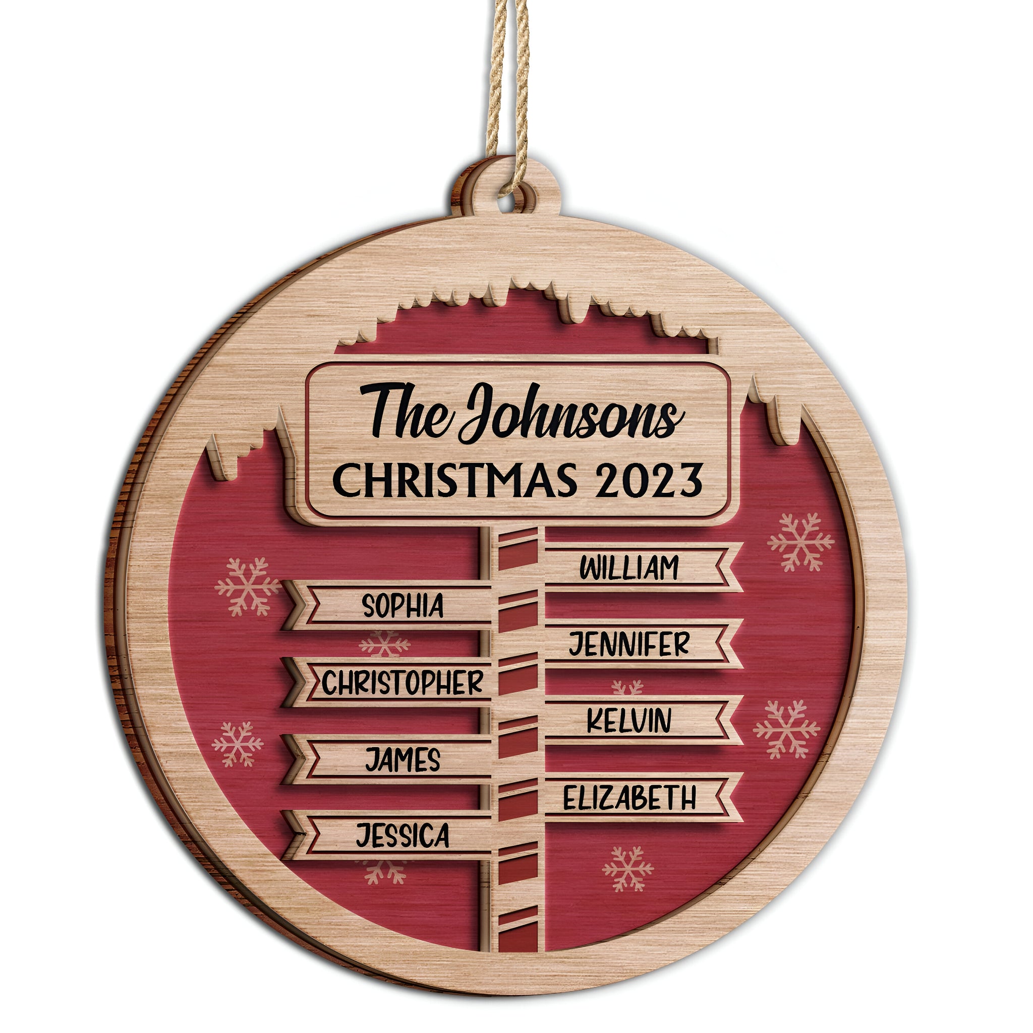 North Pole Sign - Christmas Gift For Family, Siblings - Personalized 2-Layered Wooden Ornament ORN0310