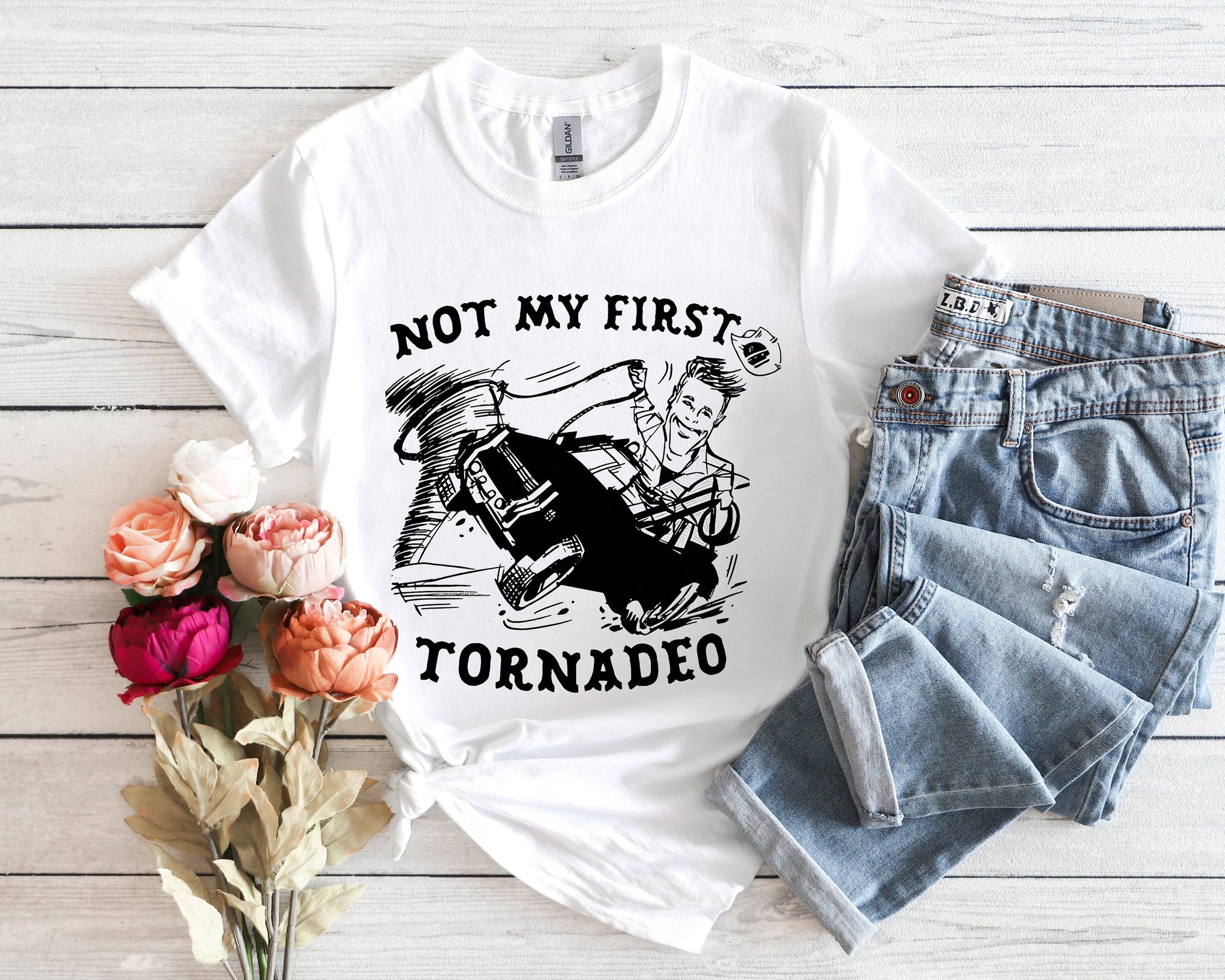 Not My First Tornadeo Funny Tornado Chaser Cowboy and Lasso Shirt, Not my first Tonado Glen Powell as Tyler Owens Twisters shirt, Sweatshirt TD3007 02