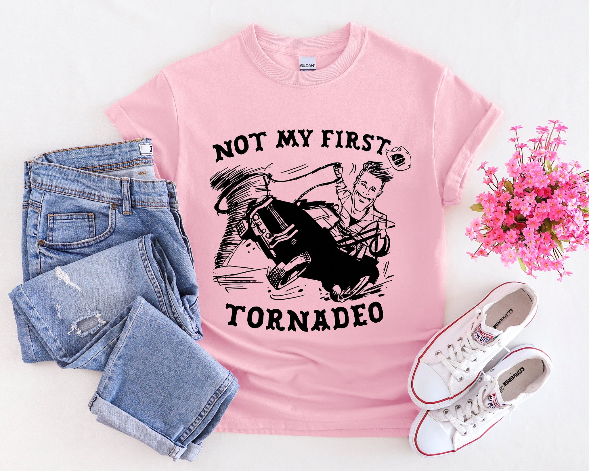 Not My First Tornadeo Funny Tornado Chaser Cowboy and Lasso Shirt, Not my first Tonado Glen Powell as Tyler Owens Twisters shirt, Sweatshirt TD3007 02