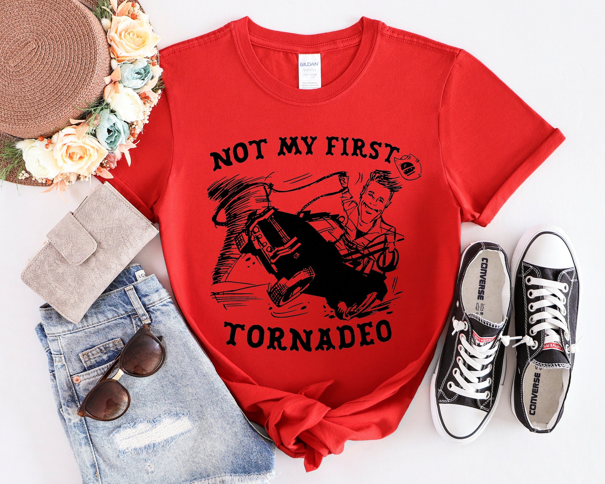 Not My First Tornadeo Funny Tornado Chaser Cowboy and Lasso Shirt, Not my first Tonado Glen Powell as Tyler Owens Twisters shirt, Sweatshirt TD3007 02