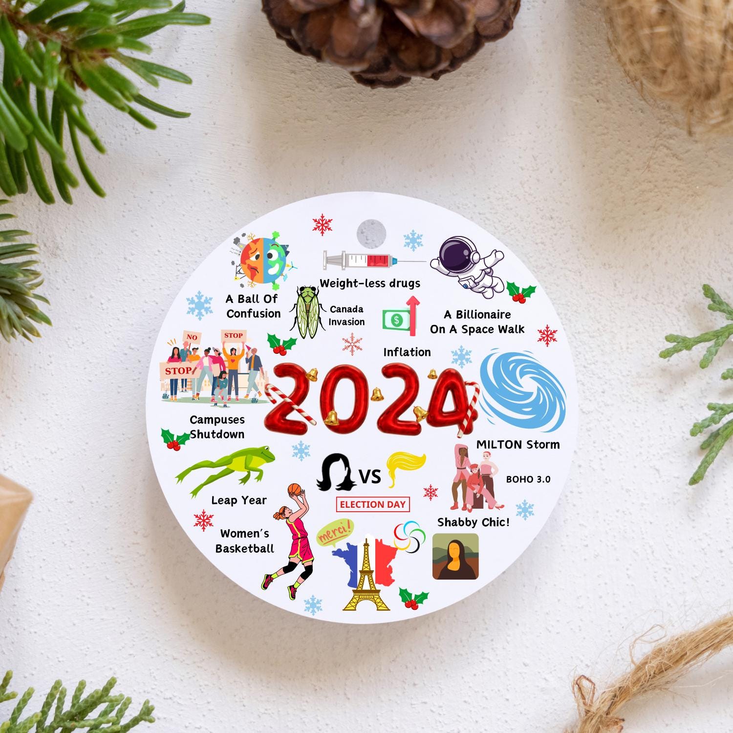 Notable Events 2024 Christmas Ornament, Hurricane Milton October 2024, Year to Remember Gifts Idea, Commemorative 2024, Newsmaker Cute Gift HAOR15