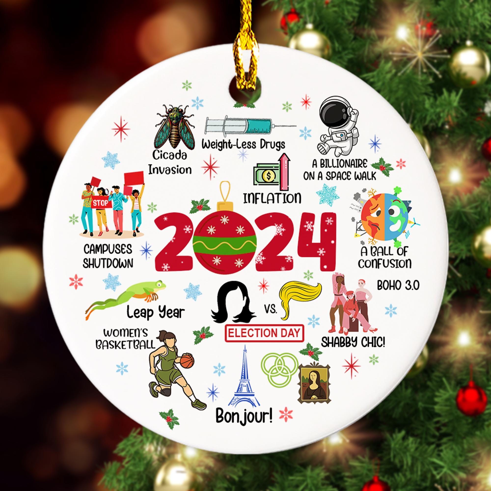 Notable Events 2024 Christmas Ornament, Newsmaker Cute 2024 Ornament, Funny Year in Review, Year to Remember Gifts Idea, Commemorative 2024 HAOR15
