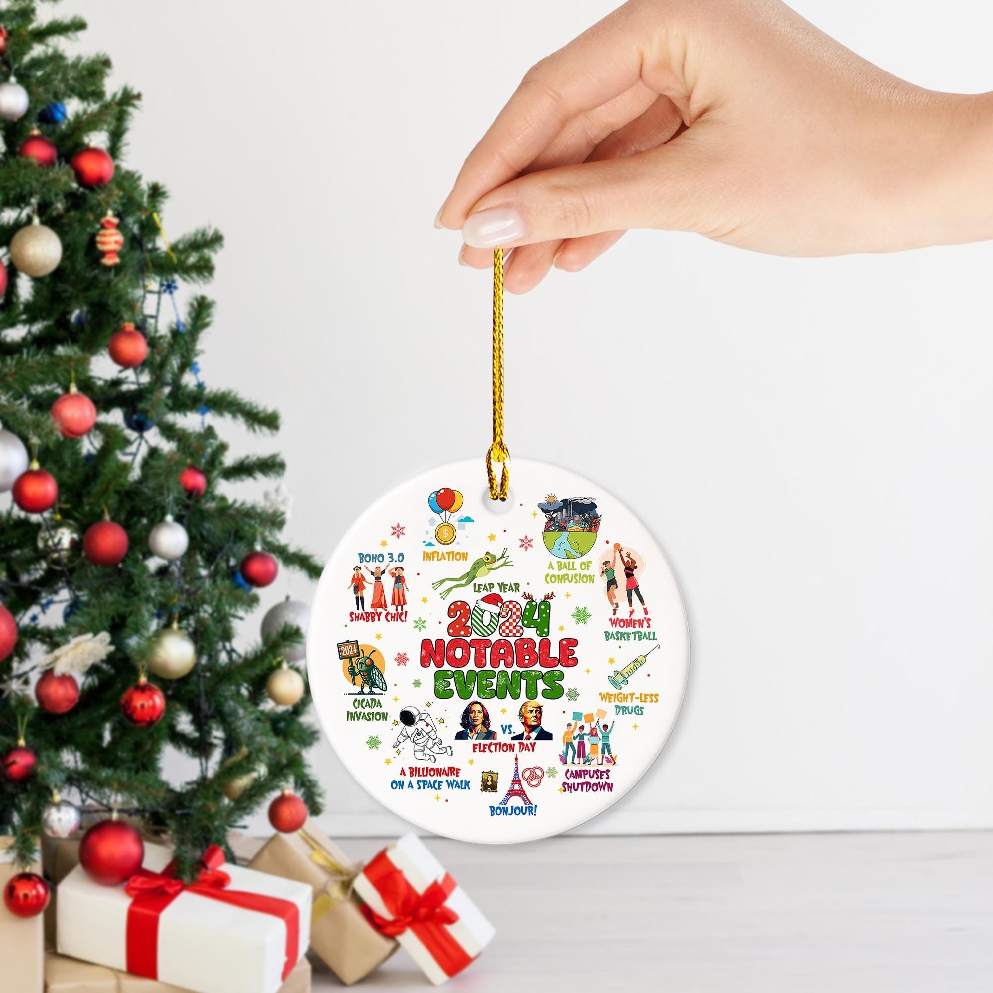 Notable Events 2024 Christmas Ornament, Newsmaker Cute 2024 Ornament, Funny Year in Review, Year to Remember Gifts Idea, Commemorative 2024 2 HAOR15