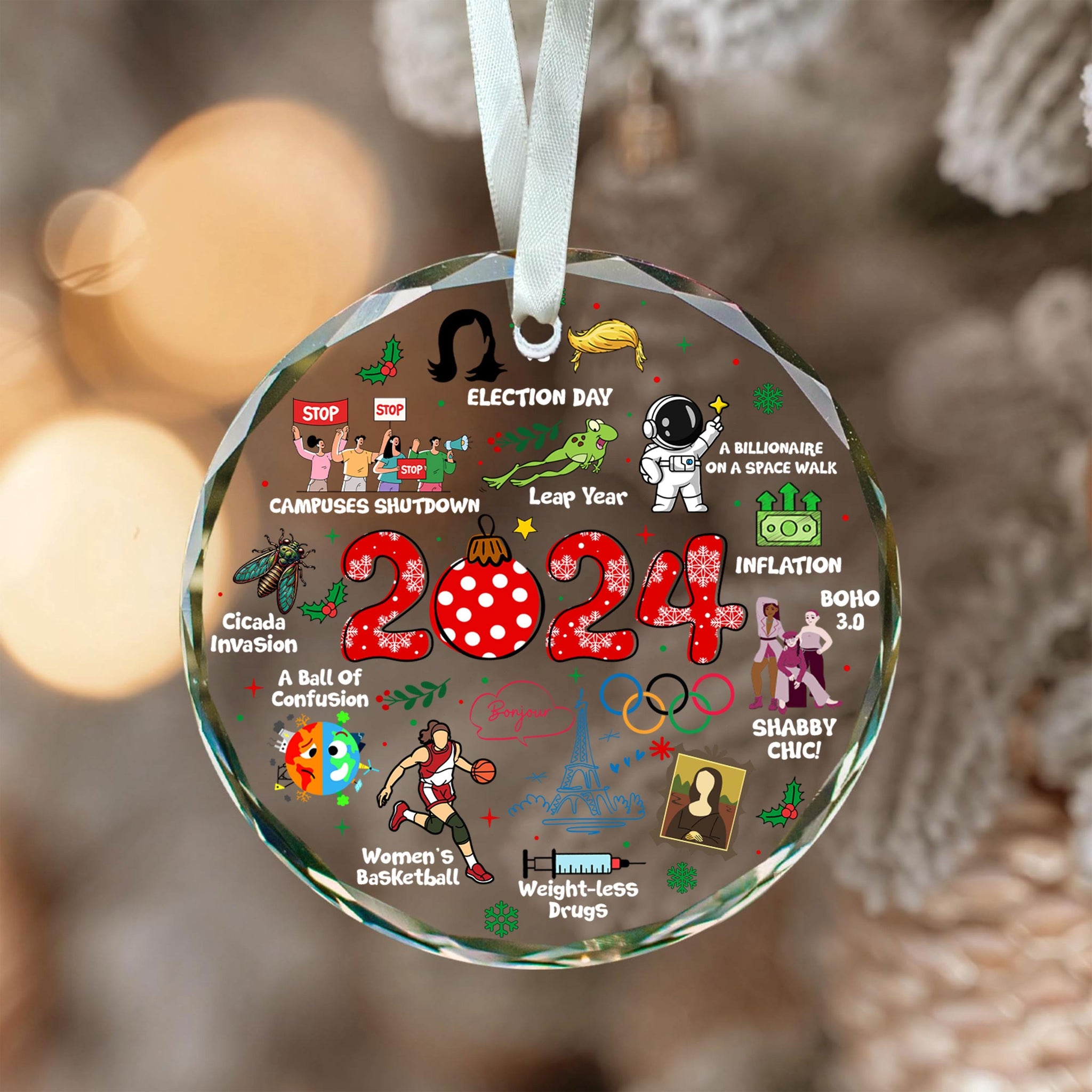 Notable Events 2024 Christmas Ornament, Newsmaker Cute 2024 Ornament, Funny Year in Review, Year to Remember Ornament, Commemorative 2024 HAOR15