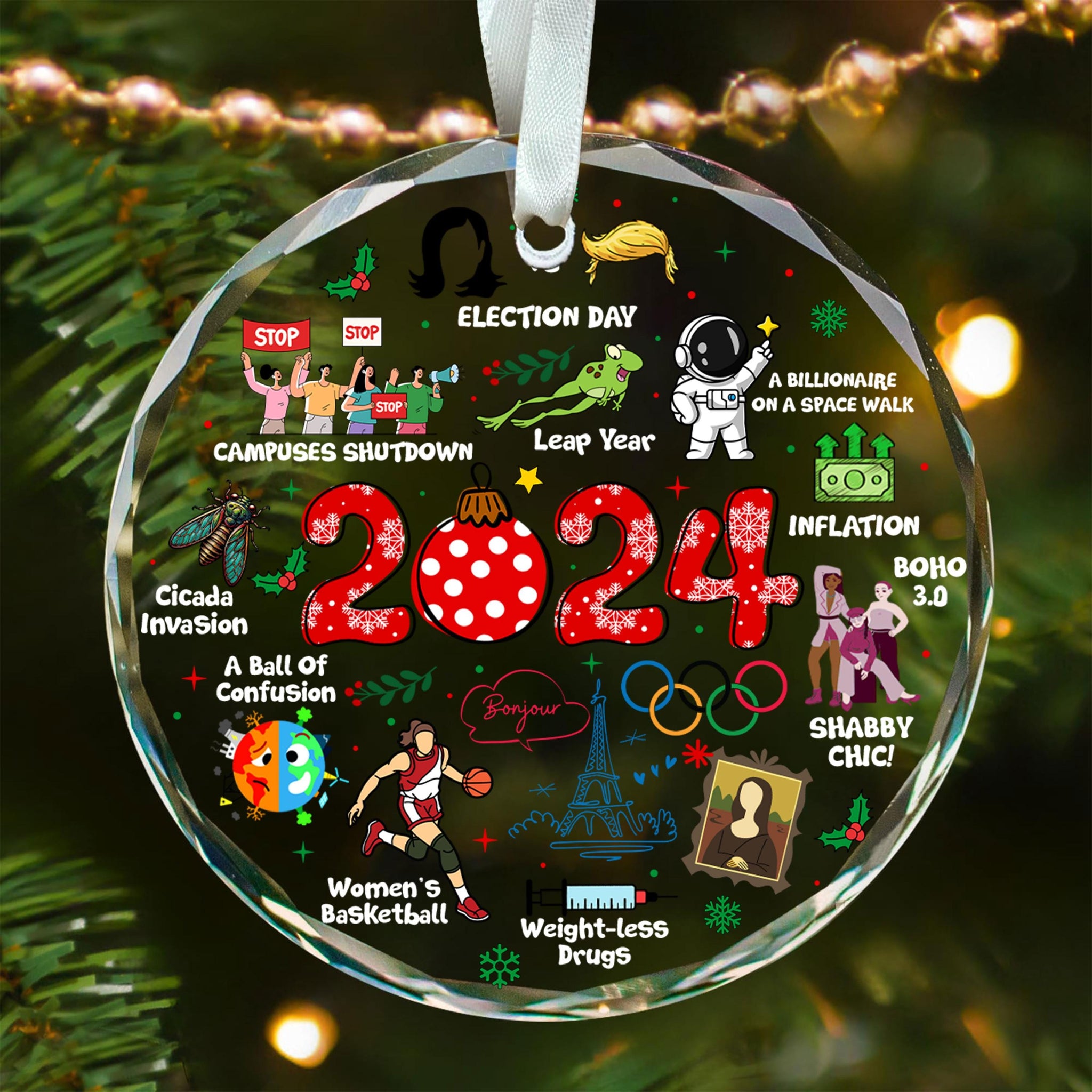 Notable Events 2024 Christmas Ornament, Newsmaker Cute 2024 Ornament, Funny Year in Review, Year to Remember Ornament, Commemorative 2024 HAOR15