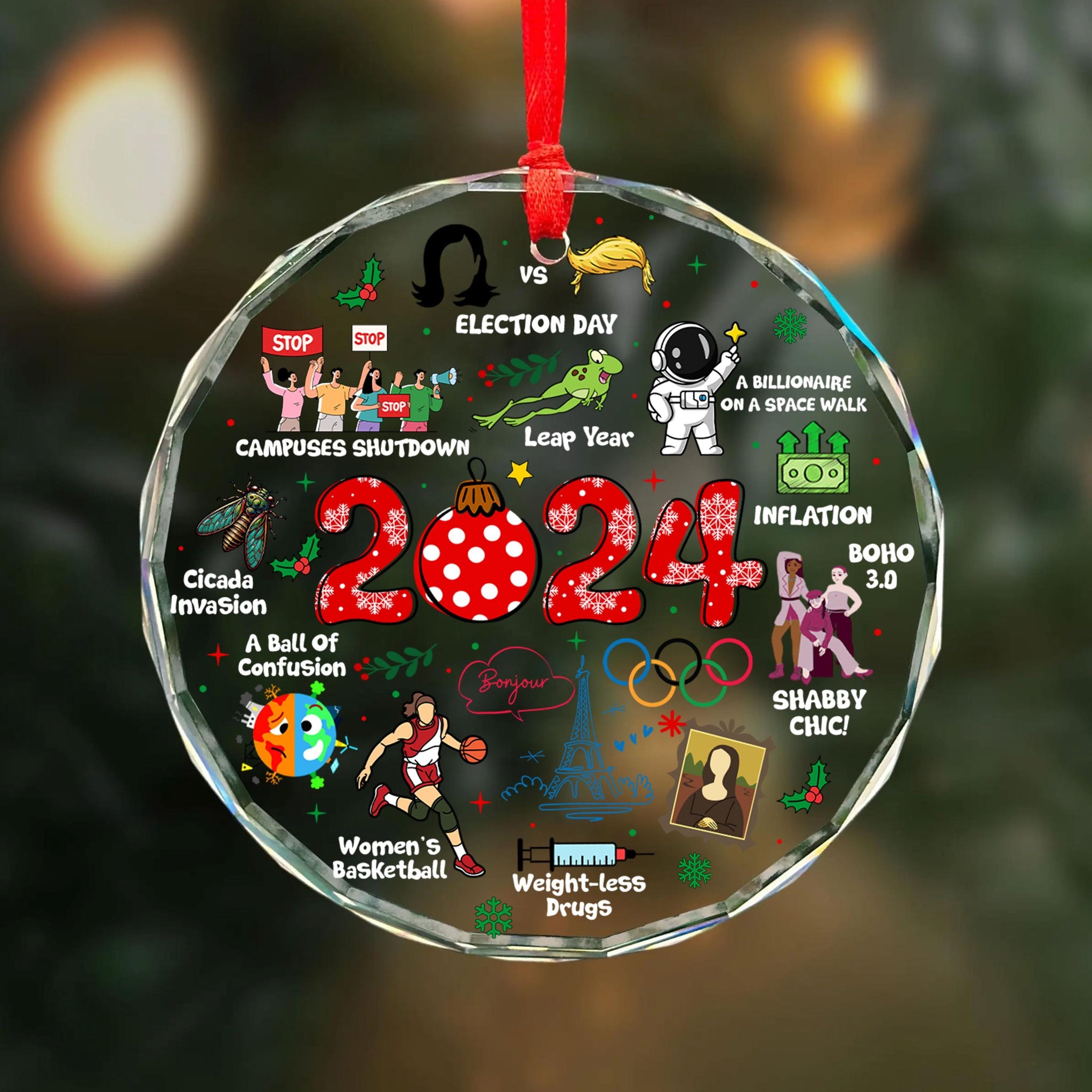 Notable Events 2024 Christmas Ornament, Newsmaker Cute 2024 Ornament, Funny Year in Review, Year to Remember Ornament, Commemorative 2024 HAOR15