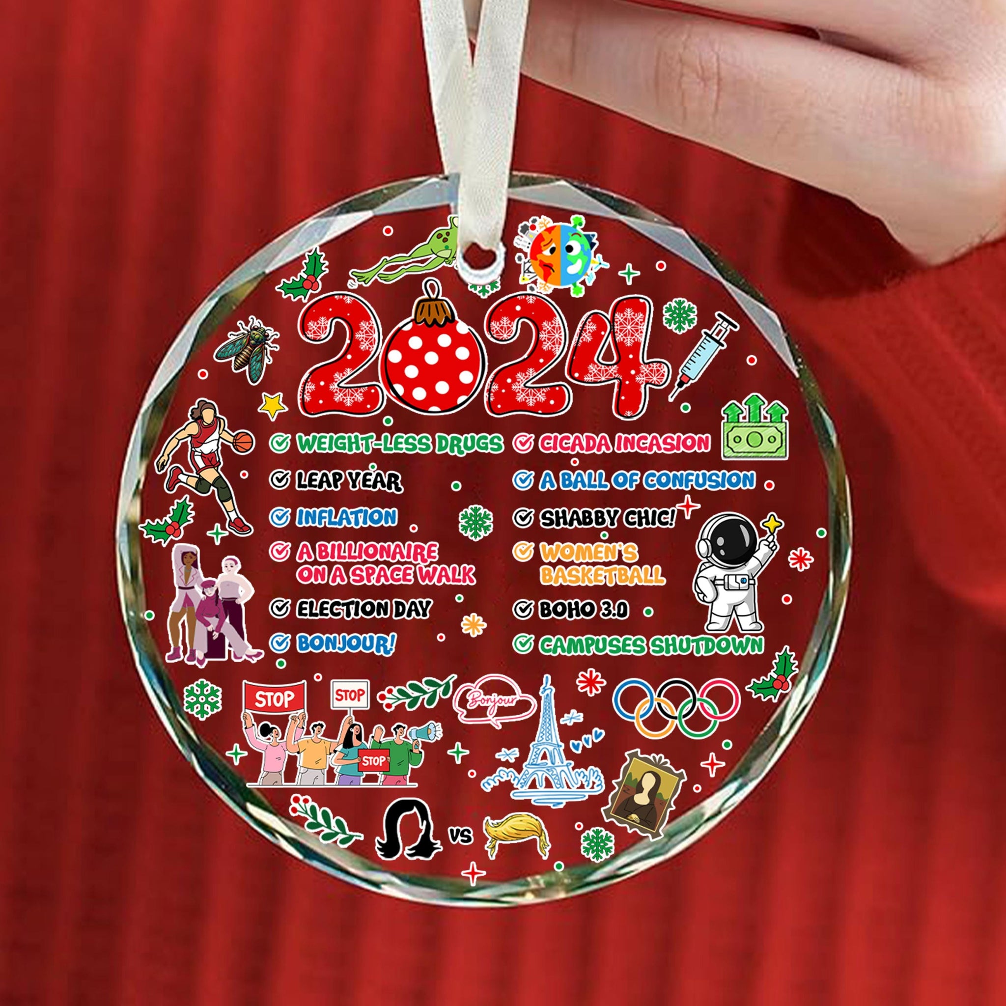 Notable Events 2024 Christmas Ornament, Newsmaker Cute 2024 Ornament, Funny Year in Review, Year to Remember Ornament, Commemorative 2024 2 HAOR15